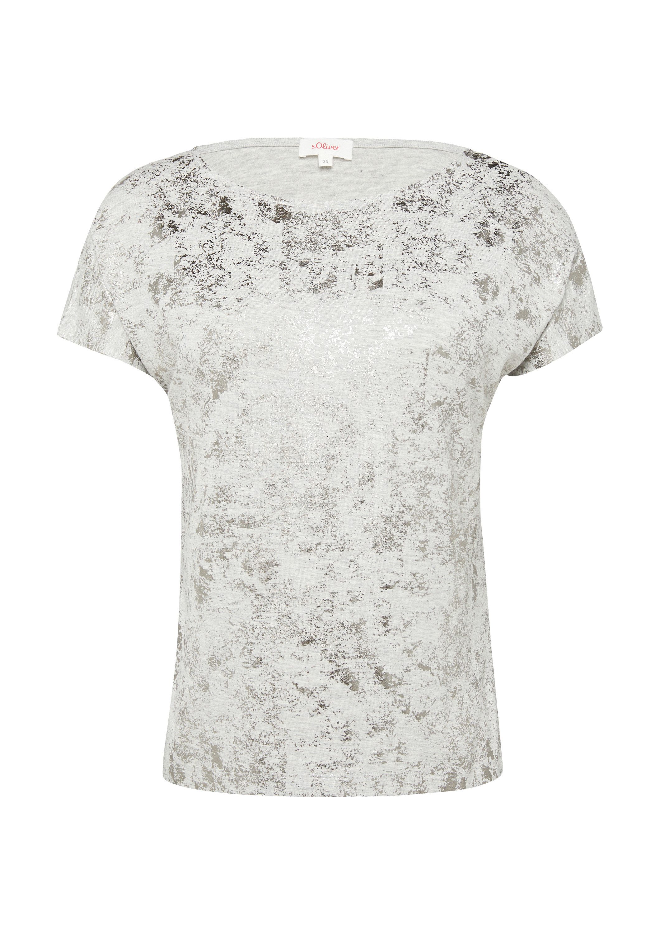 s.Oliver Kurzarmshirt T-Shirt Fließendes T-Shirt aus Viskosemix mit Metalli günstig online kaufen