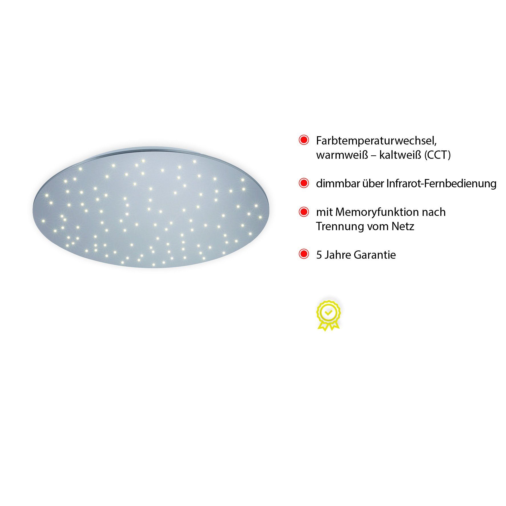 Leuchten Direkt CCT - LED - CCT kaltweiß, Trennung über Netz, Fernbedienung Fernbedienung, Fernbedienung, fest Dimmfunktion, Infrarot nach SPARKLE, inkl., integriert, Deckenleuchte warmweiß LED - vom über Memory