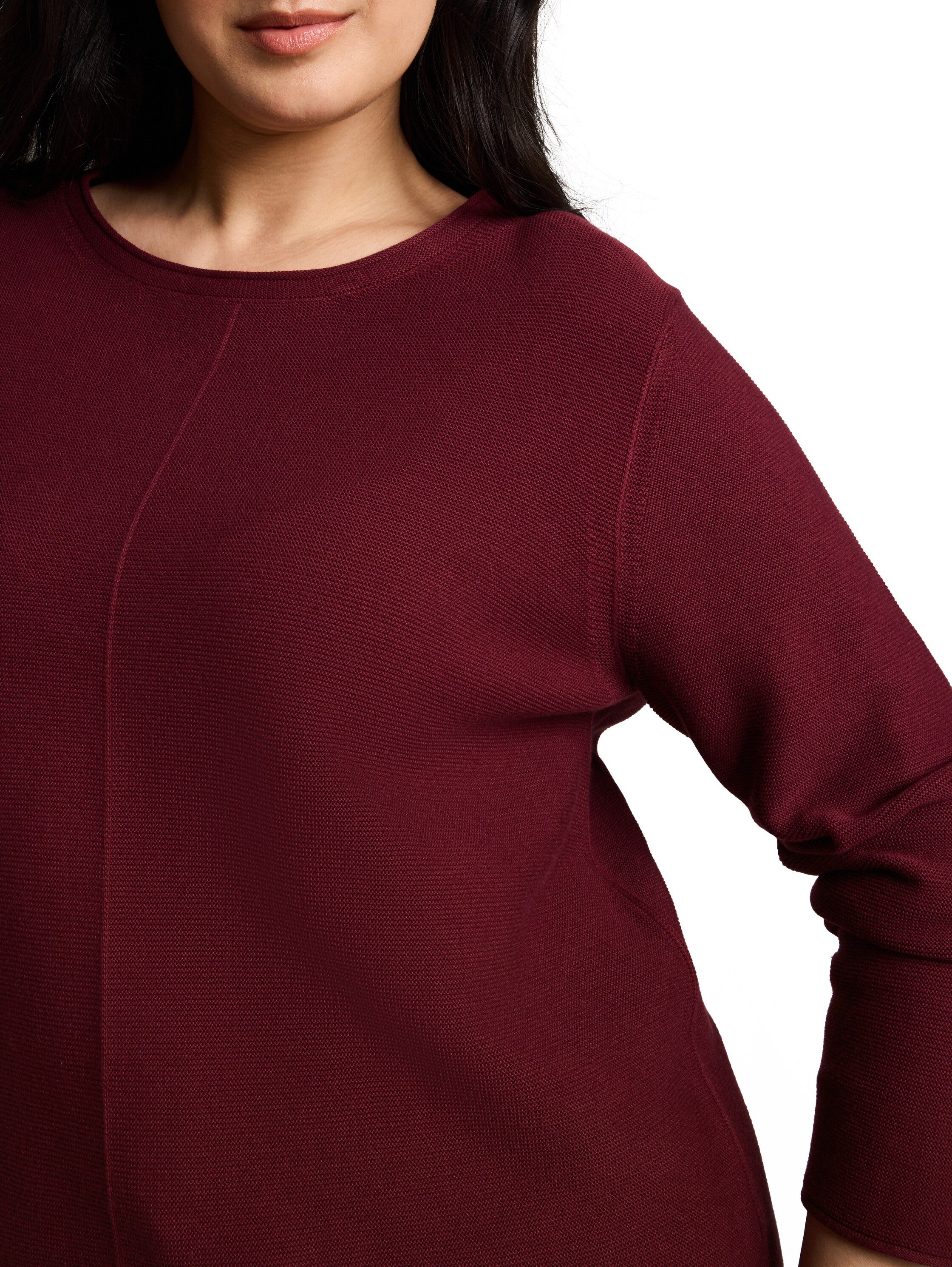 TOM TAILOR PLUS Strickpullover TTP Pullover mit feiner Struktur und aus reiner Baumwolle / Große Größen