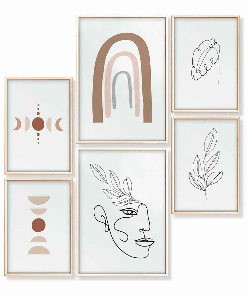 Heimlich Poster Set als Wohnzimmer Deko, Bilder DINA3 & DINA4, Boho Abstract I, Abstrakt