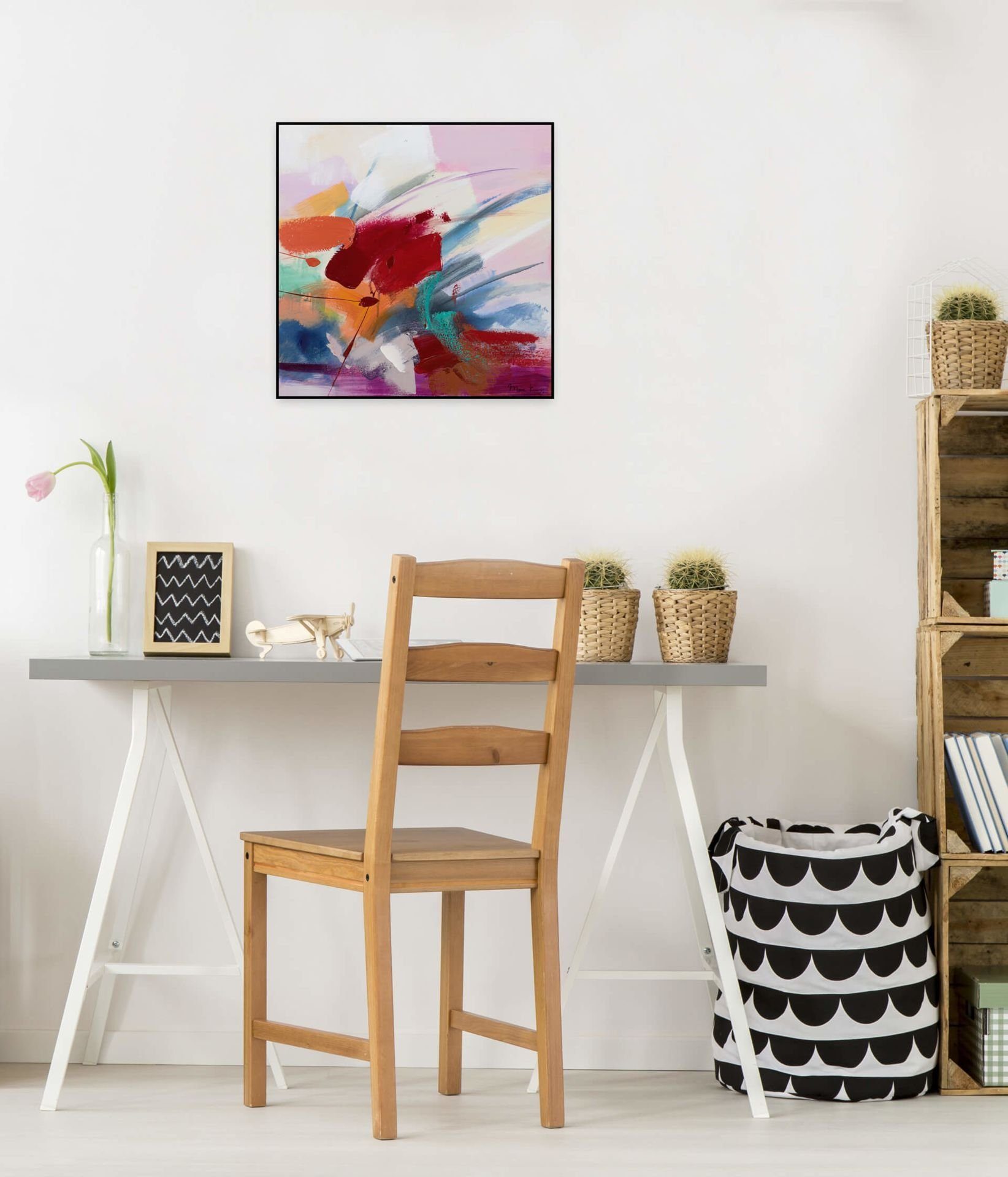 KUNSTLOFT Gemälde Bouquet an Emotionen cm, 100% Leinwandbild 50x50 Wohnzimmer Wandbild HANDGEMALT