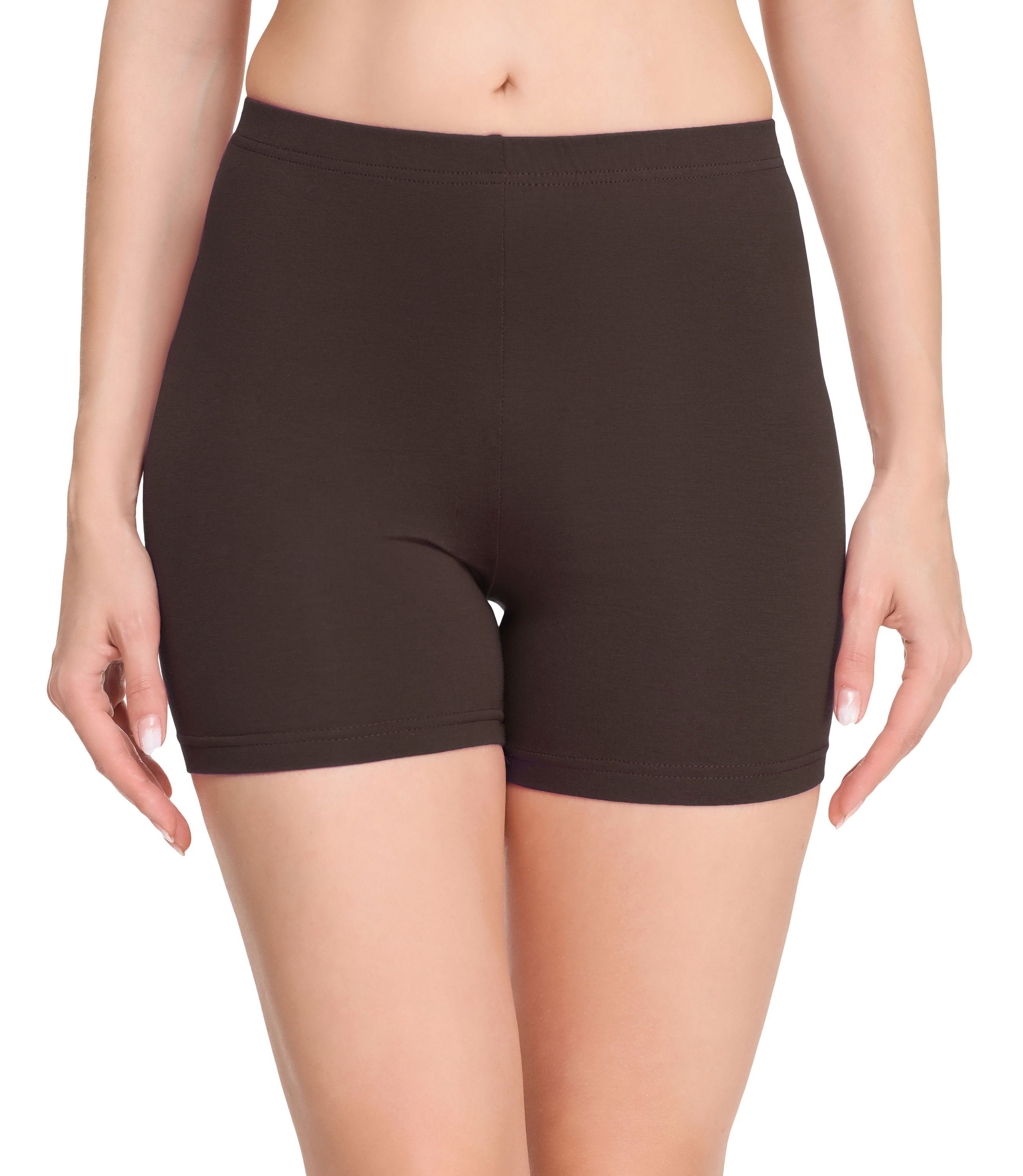 Merry Style Leggings Damen Shorts Radlerhose Unterhose Hotpants Boxershorts MS10-392 (1-tlg) elastischer Bund Braun