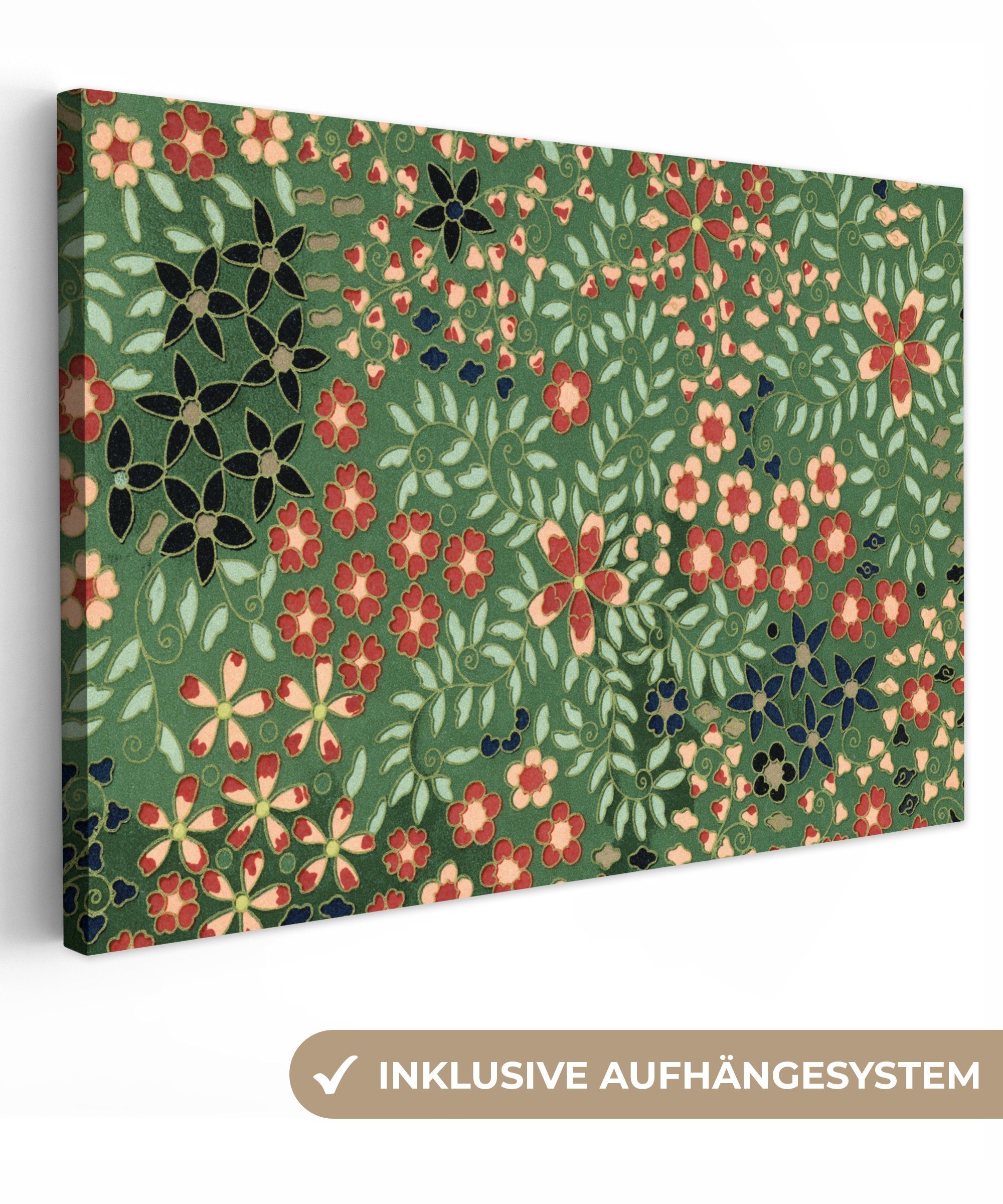 OneMillionCanvasses® Leinwandbild Blumen - Grün - Weihnachten - Rot - Feiertage, (1 St), Wandbild Leinwandbilder, Aufhängefertig, Wanddeko, 30x20 cm