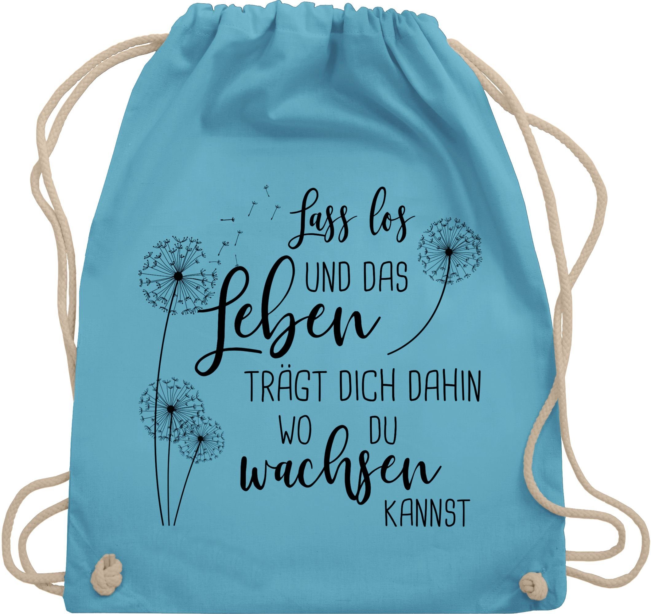 Shirtracer Turnbeutel Lass los Pusteblumen - Schwarz, Sprüche Statement günstig online kaufen
