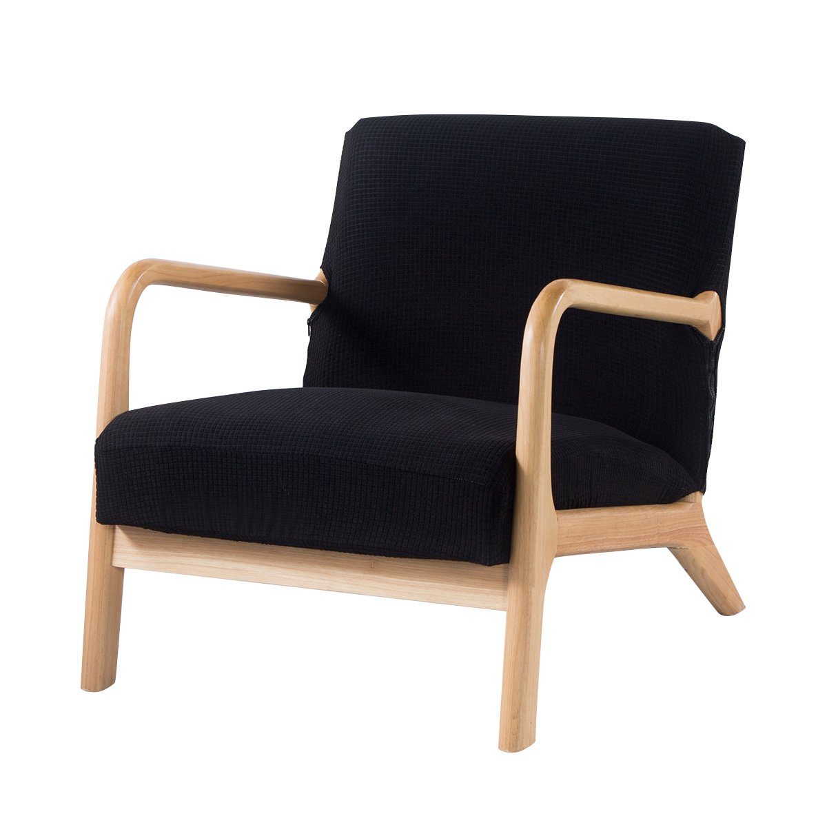 Stuhlhusse Stretch Sesselbezug Reißverschluss Stuhlbezug, Qelus, Wohnkultur Schwarz