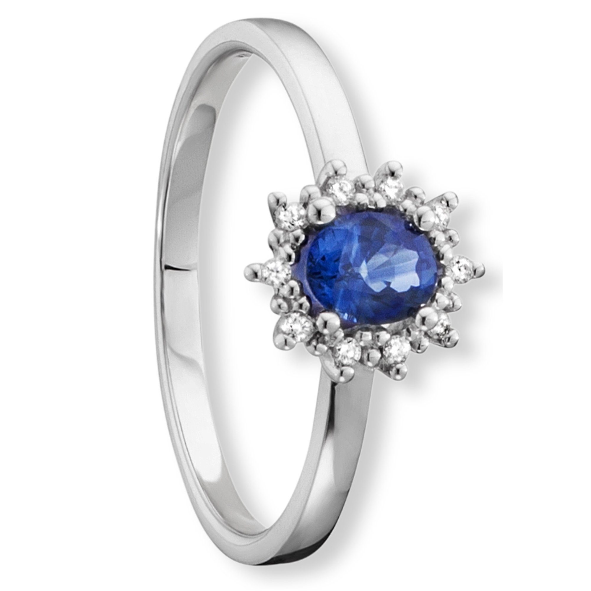 ONE ELEMENT Diamantring 0.05 ct Diamant Brillant Safir Ring aus 585 Weißgold, Damen Gold Schmuck