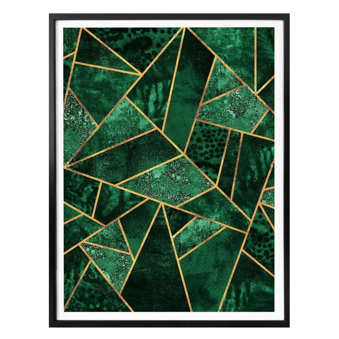 K&L Wall Art Poster Poster Fredriksson Art Déco Kunstdruck Dunkelgrün Smaragd, Wohnzimmer Wandbild modern