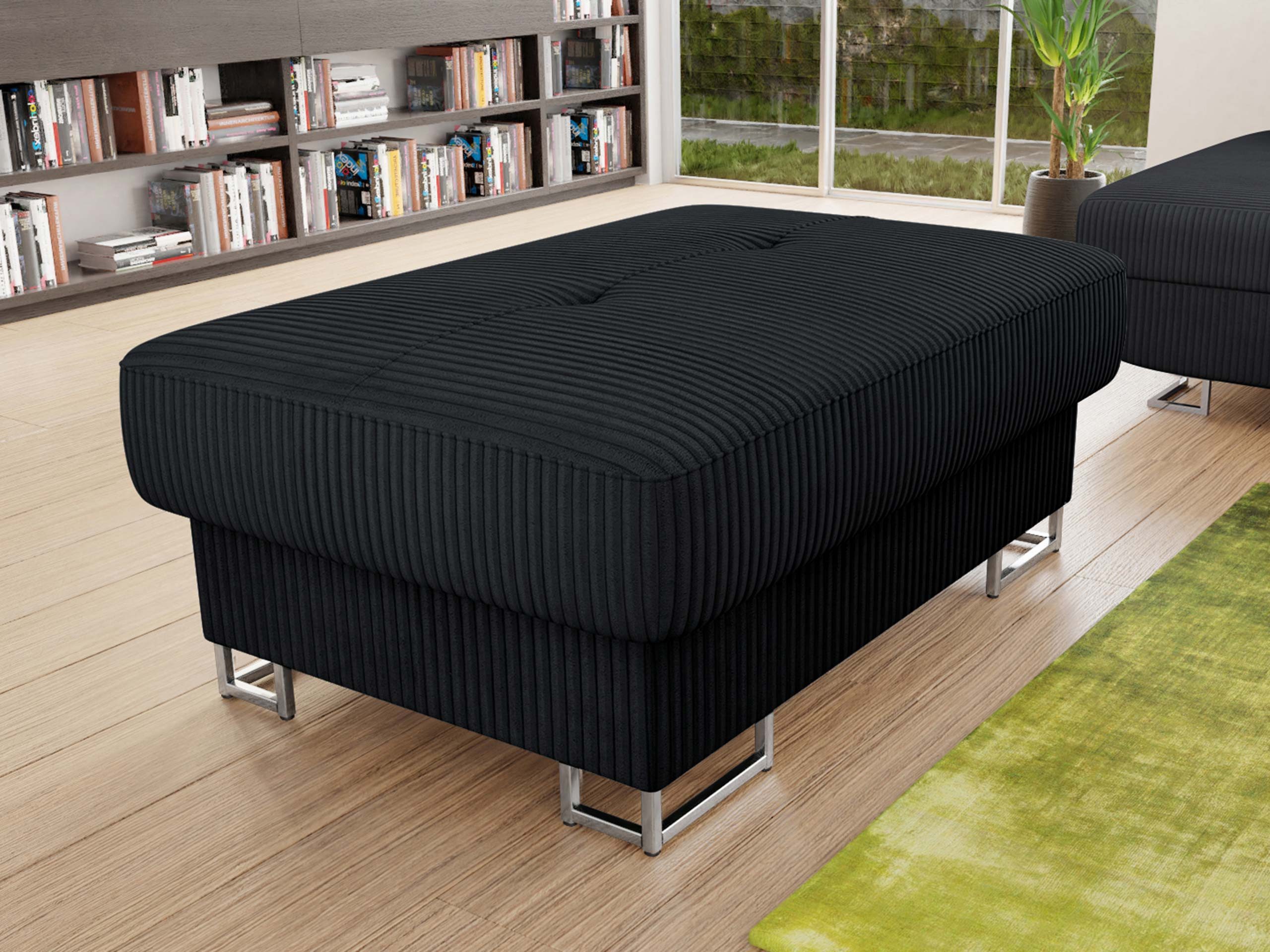 MIRJAN24 Polsterhocker Cotere Cord, 104x67x42 cm, Metallfüße in der Farbe Silber (Höhe: 9 cm)