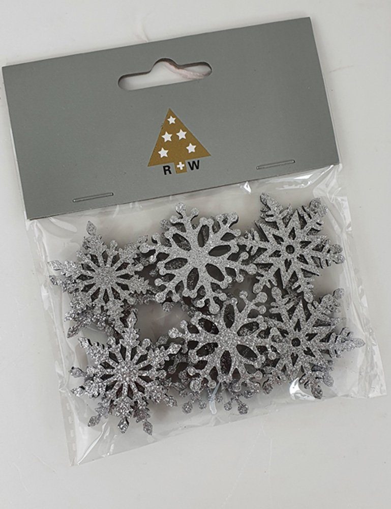 RIFFELMACHER & WEINBERGER Konfetti mit ca. Silber 70092 - Glitter - Filz Weihnachtsdekoration Schneeflocken 4cm Tischschmuck 3D Streudeko