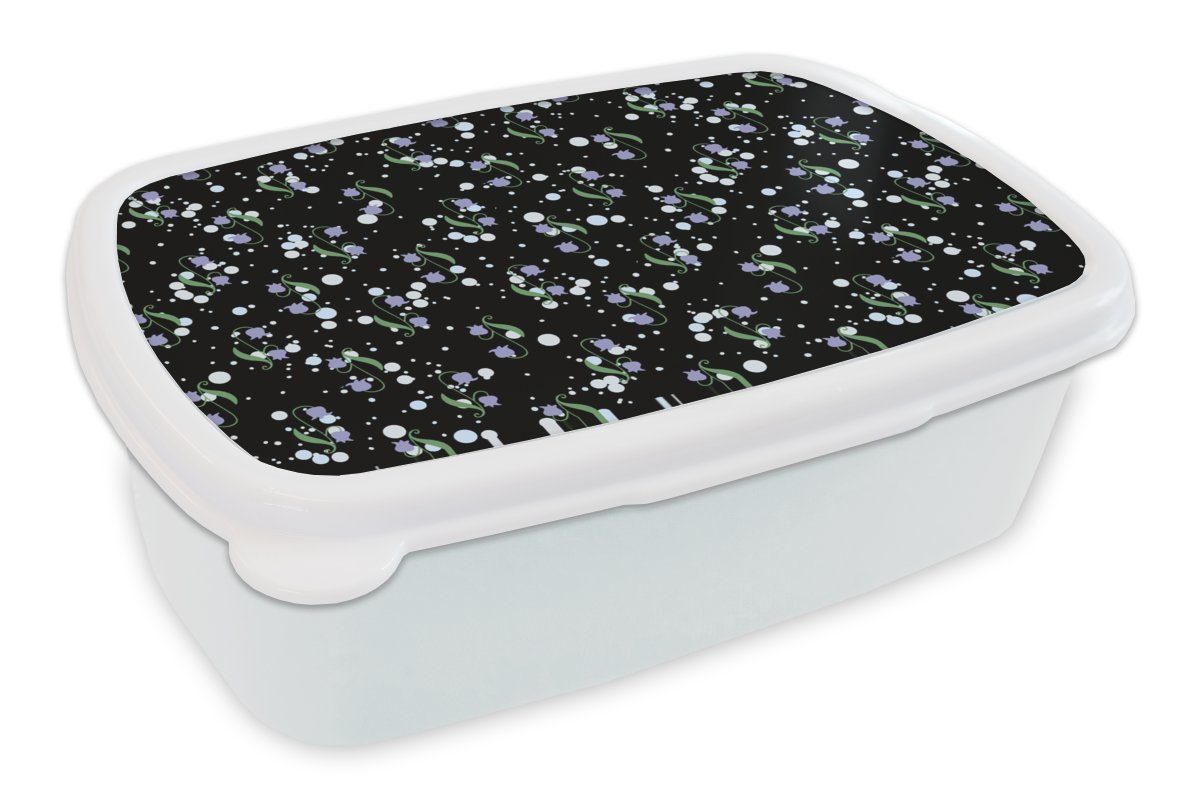 MuchoWow Lunchbox Blumen - Muster - Pastell, Kunststoff, (2-tlg), Brotbox für Kinder und Erwachsene, Brotdose, für Jungs und Mädchen weiß