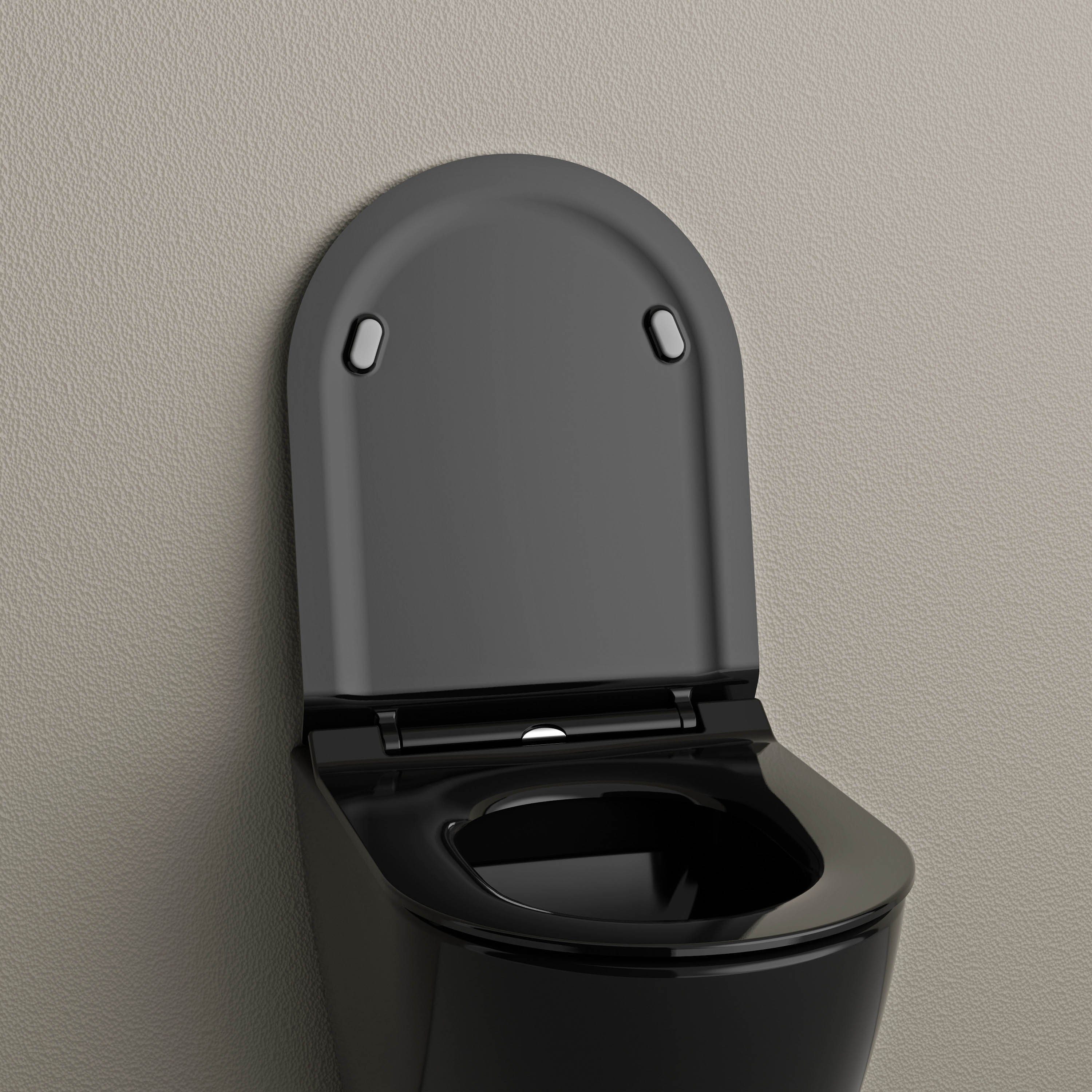 Bernstein WC-Sitz U2019, WC-Sitz flach Schwarz glänzend Softclose Universell