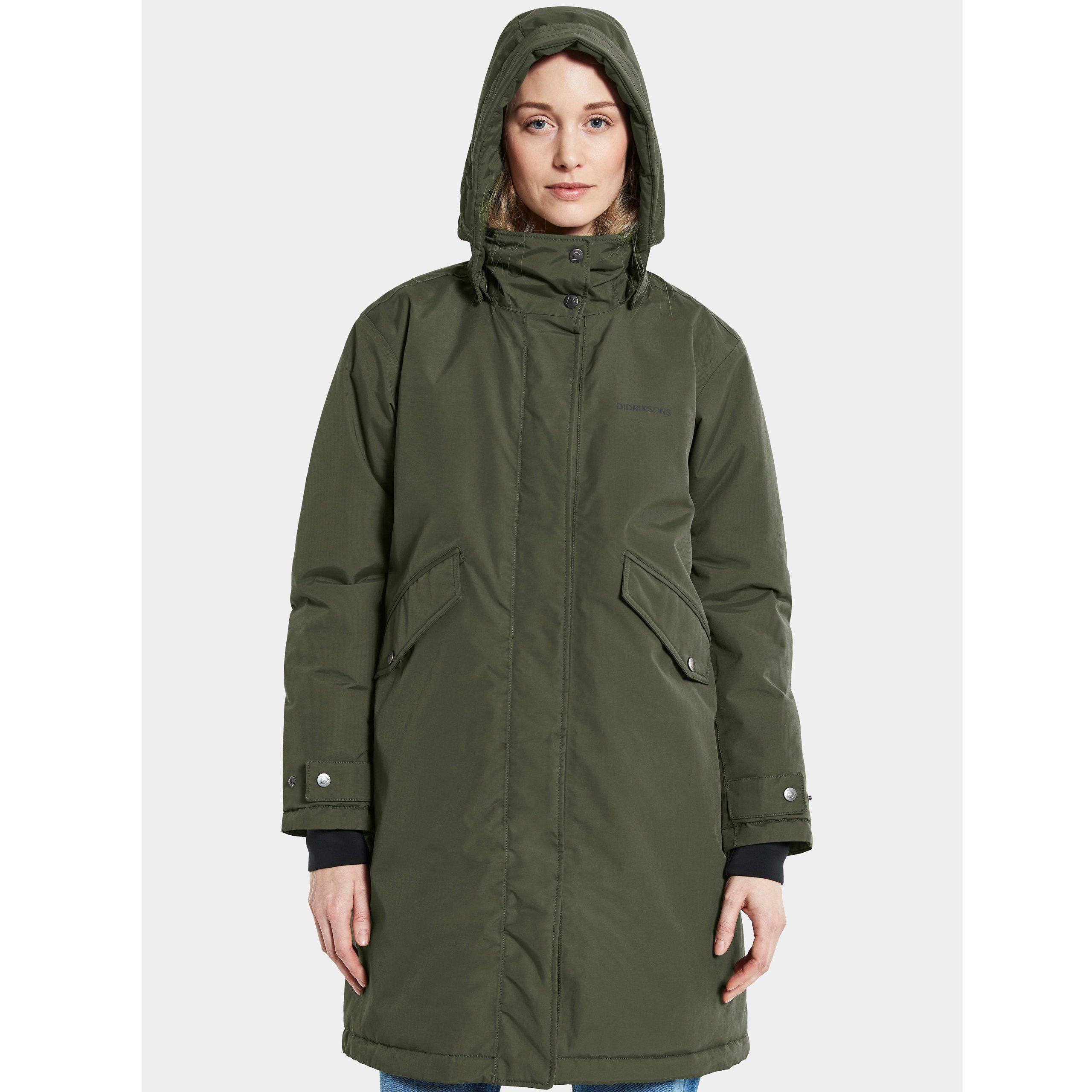 grün Kapuze abnehmbarer mit Damen Didriksons Parka Outdoorjacke Josefine Winterjacke