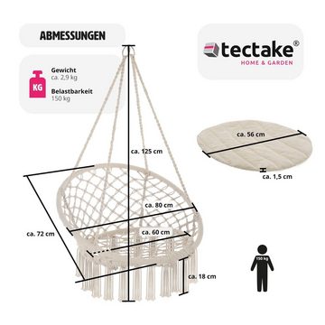 tectake Hängesessel Jane, abnehmbare Sitzkissen