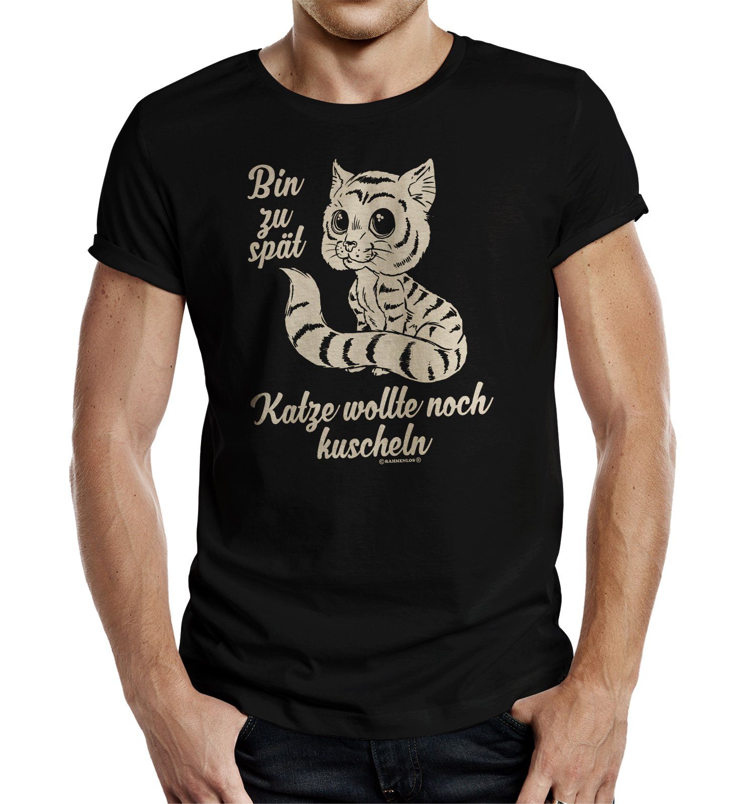 T-Shirt für Katzenbesitzer - bin zu spät - die Katze wollte kuscheln