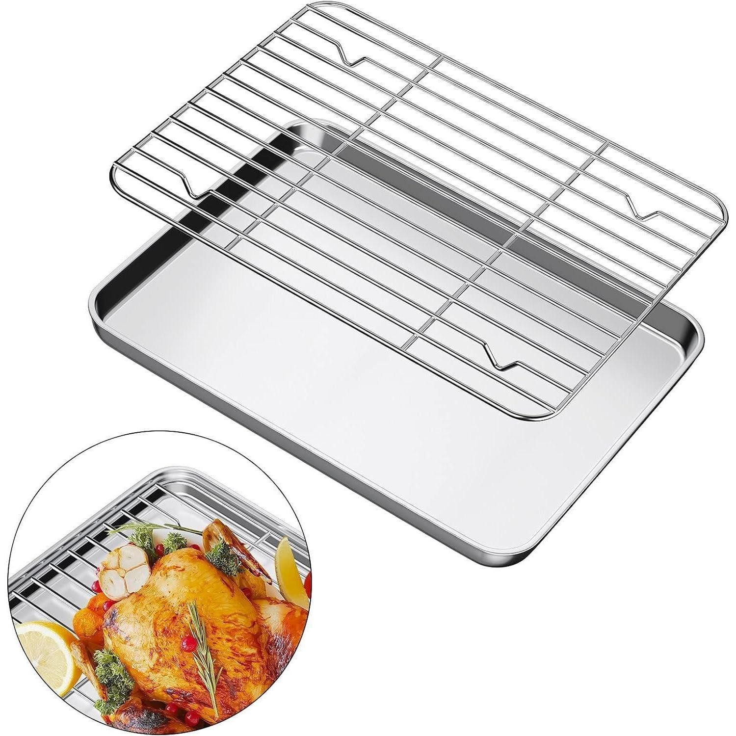 LuxusKollektion Backblech Backblech mit Abkühlgitter 31x24cm Edelstahl, Metall, (1-St)
