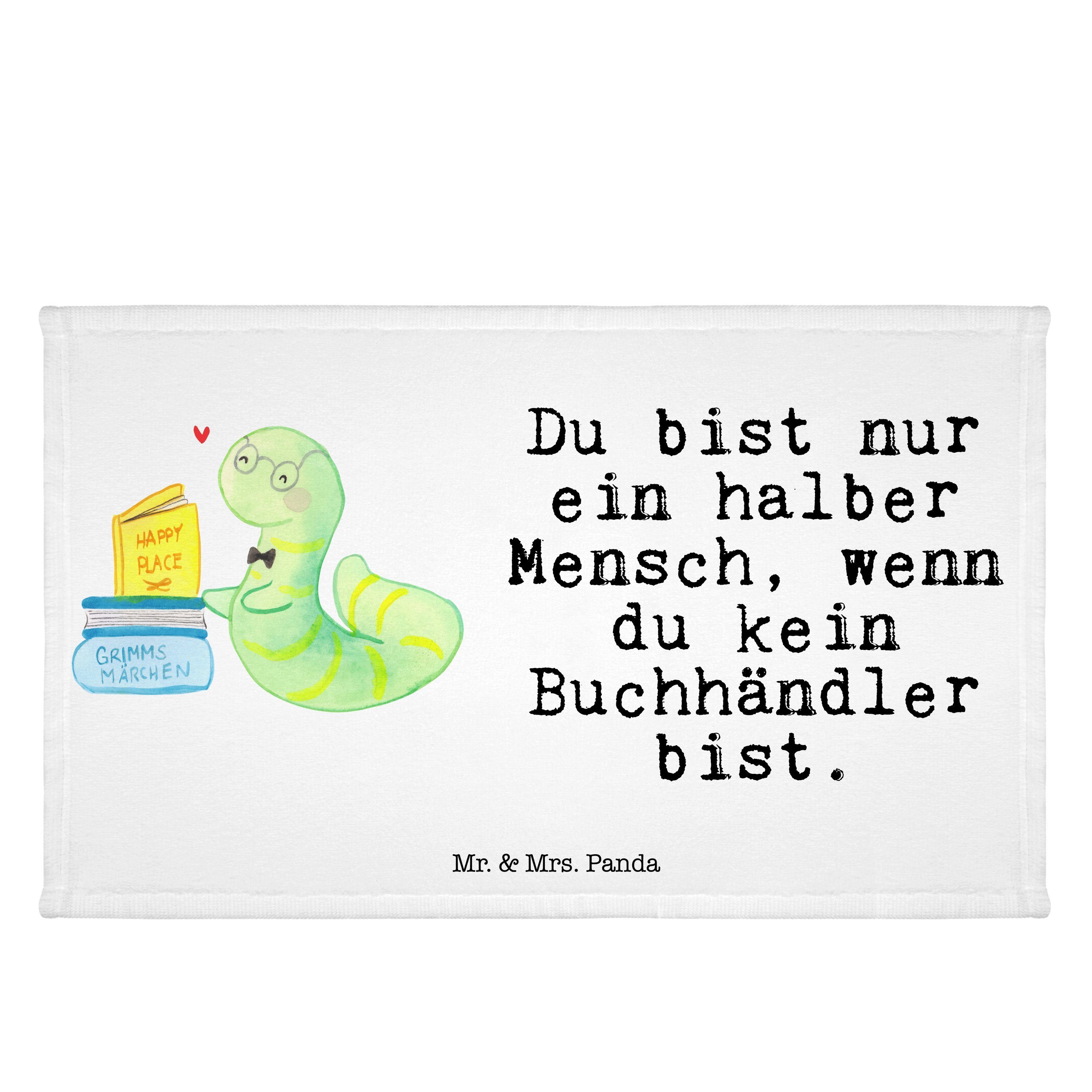 Mr. & Mrs. Panda Handtuch Buchhändler mit Herz - Weiß - Geschenk, Dankeschön, Sport Handtuch, D, (1-St)