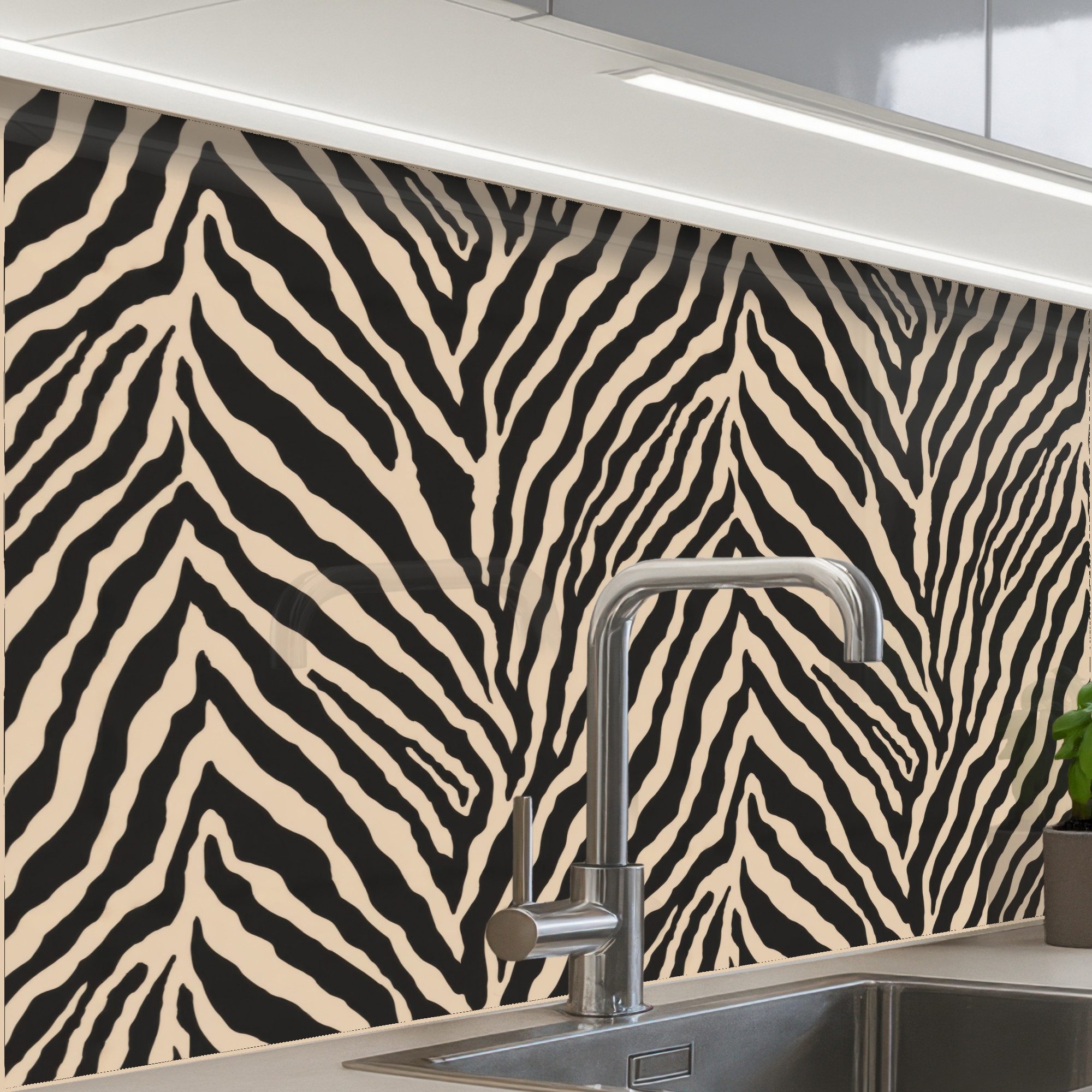 KitchenYeah Küchenrückwand Muster selbstklebend (keine Folie) Zebra - Klassisch - Schwarz, (1-tlg), Spritzschutz, Küche, Rückwand, Küchenwand, Küchenfront, 30x20 cm