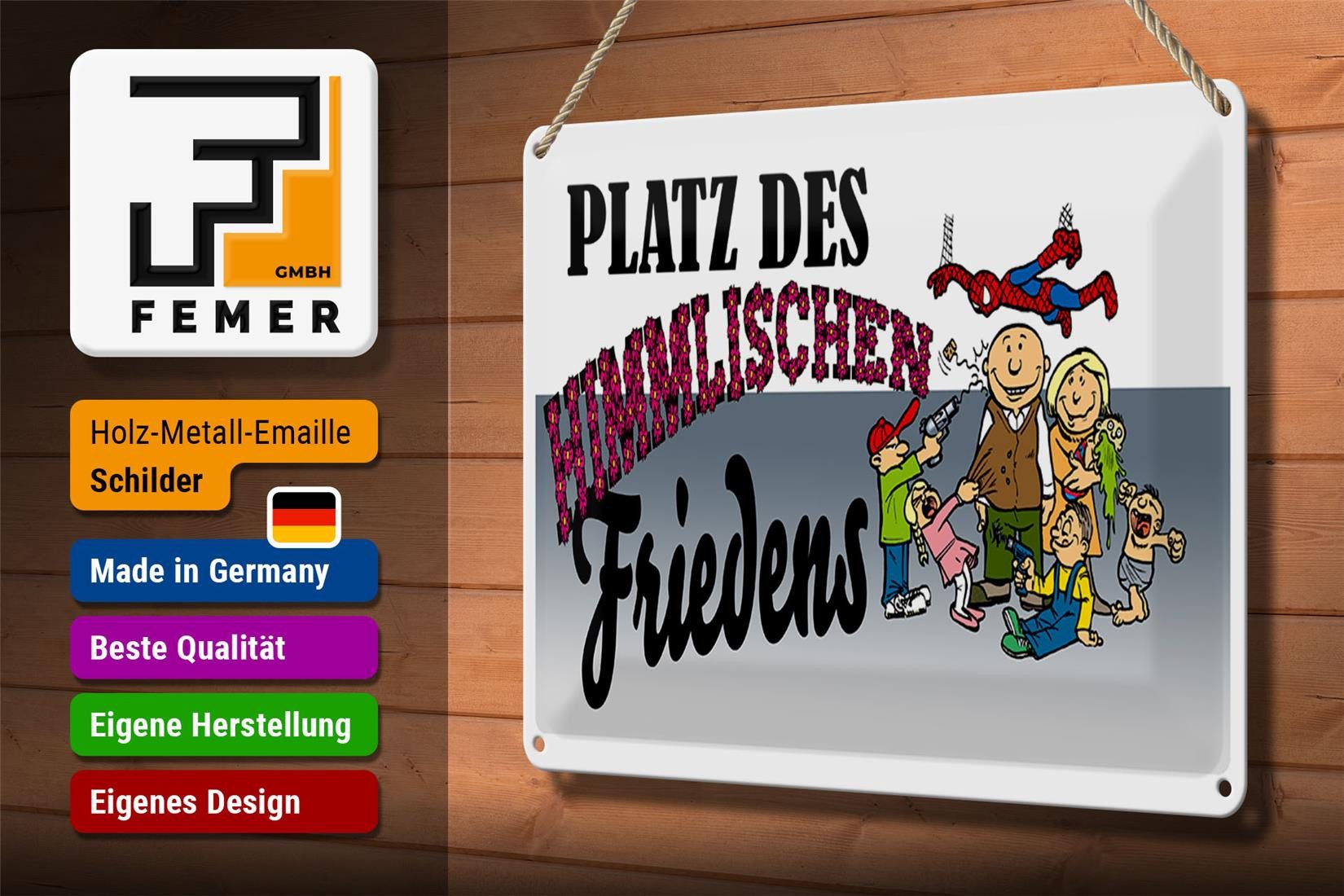 Femer GmbH Metallschild Spruch 30x20cm Platz des himmlischen Friedens, (1 St), gewölbte Oberfläche, abgerundete Ecken, umgeschlagene Kanten