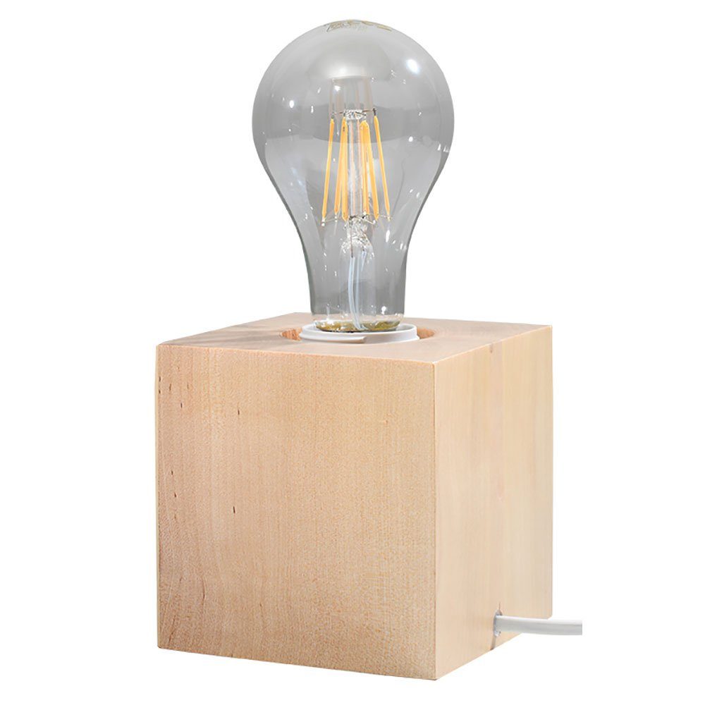 Nachttischlampe Leuchtmittel inklusive, Holz Landhausstil nicht Tischleuchte, natur etc-shop Tischlampe LED Tischleuchte