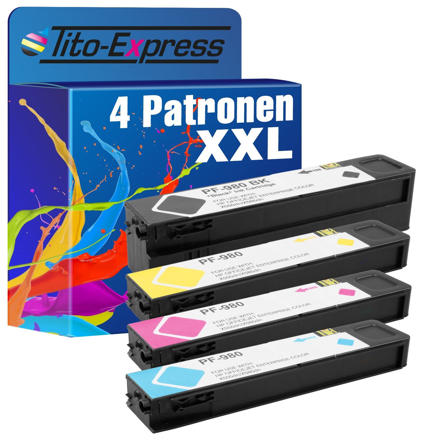 Tito-Express 4er Set ersetzt HP 980 XL 980XL Tintenpatrone (Multipack, für HP OfficeJet Enterprise X550 X555dn X580 X585dn X585f Flow X585z)