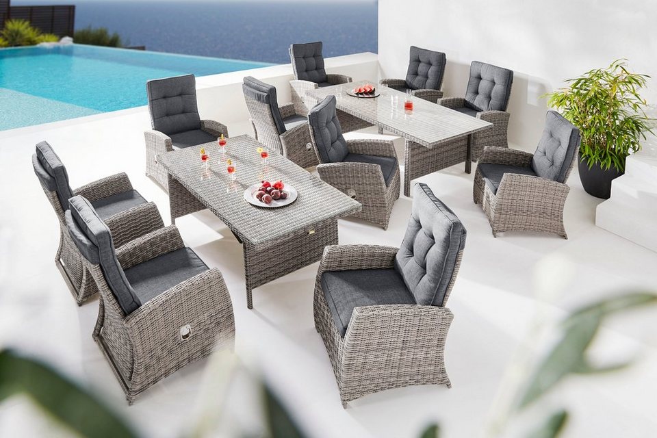 KONIFERA Garten-Essgruppe Monaco, (Set, 31-tlg), inklusive Tisch, 10  Stühlen und Sitzauflagen