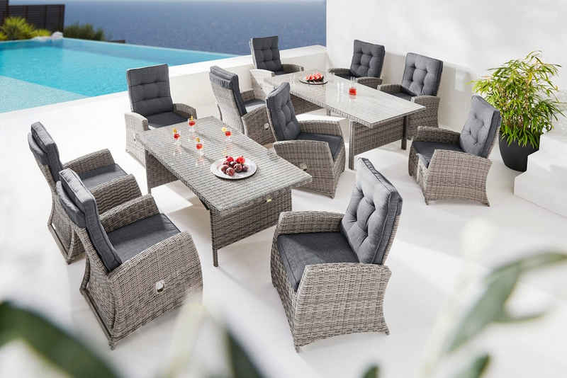 KONIFERA Garten-Essgruppe »Monaco«, (Set, 31-tlg), inklusive Tisch, 10 Stühlen und Sitzauflagen