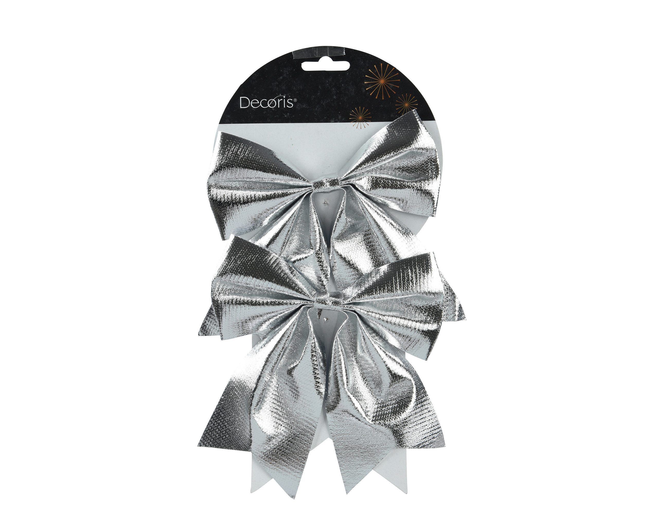 Kaemingk Christbaumschmuck, Schleifen 17cm 2er Set - Silber metallic