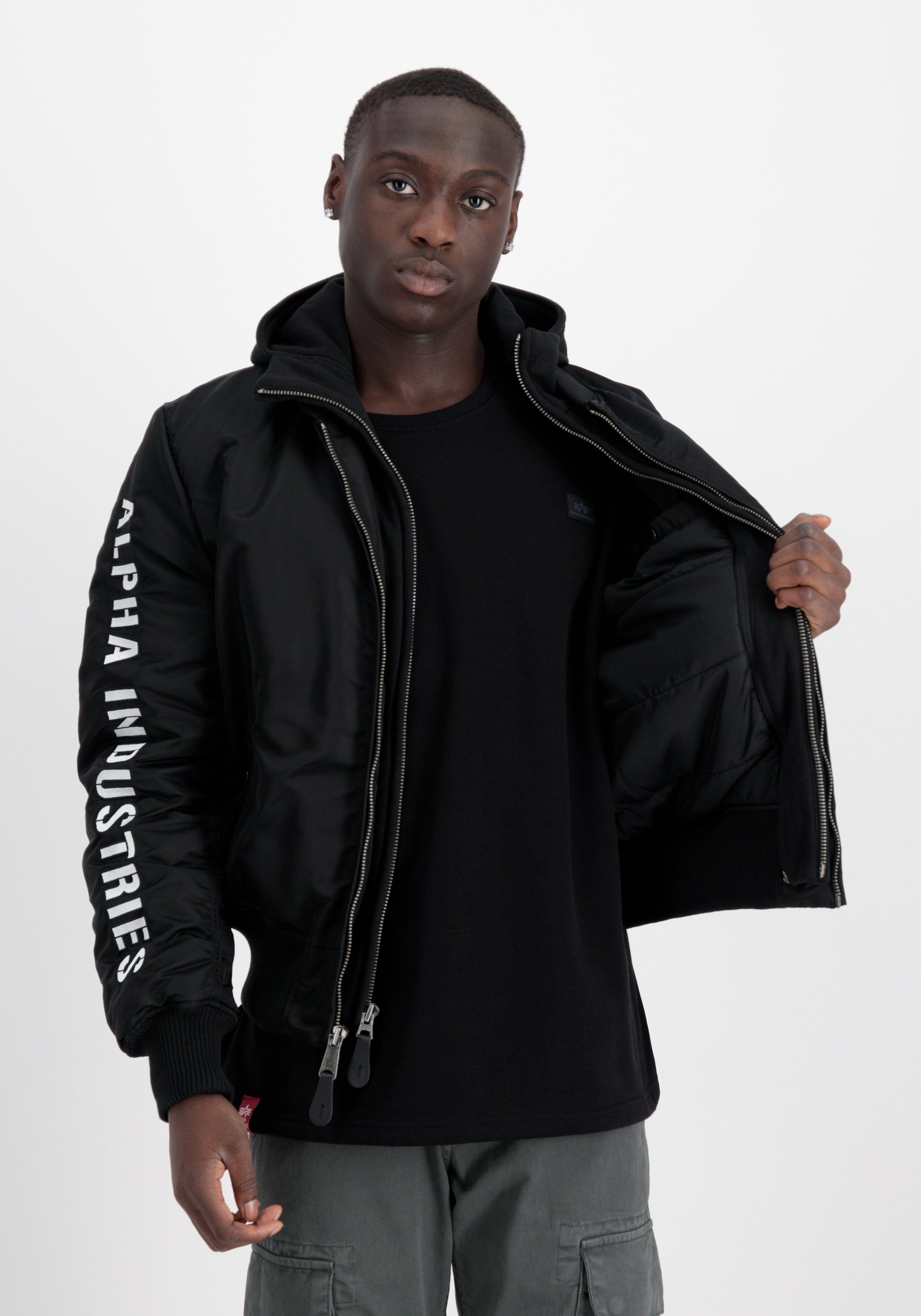 Alpha MA-1 Jackets SE Flight Industries Bomber D-Tec - black/white Bomberjacke Industries Men & Alpha