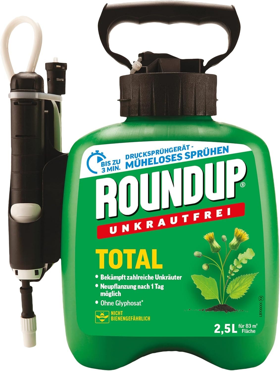 ROUNDUP Unkrautbekämpfungsmittel Roundup Unkrautfrei TOTAL, 2,5 L Drucksprühsystem -