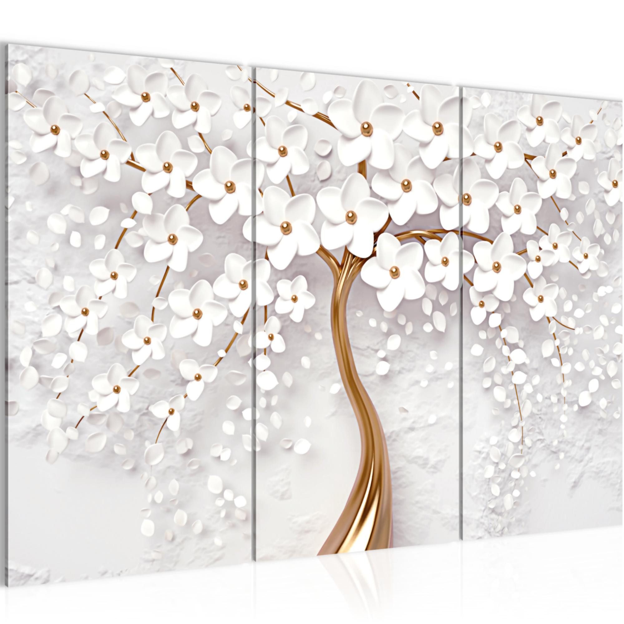 Runa Art Wandbild Blumen Bild Schlafzimmer Büro Blütenzweig Weiß 120 x 80 cm 046231a, 40 x 80 cm - 3 Bilder