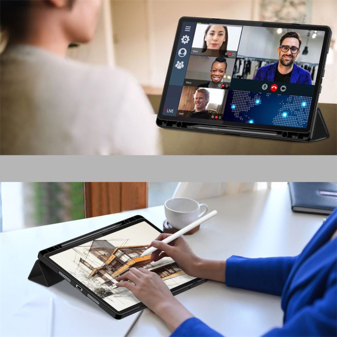 TECH PROTECT Tablet-Hülle für Lenovo Idea Tab Pro / Pro MT 12.7, Mit integriertem Stiftfach und klappbarer Frontabdeckung – Bild 5 von 5
