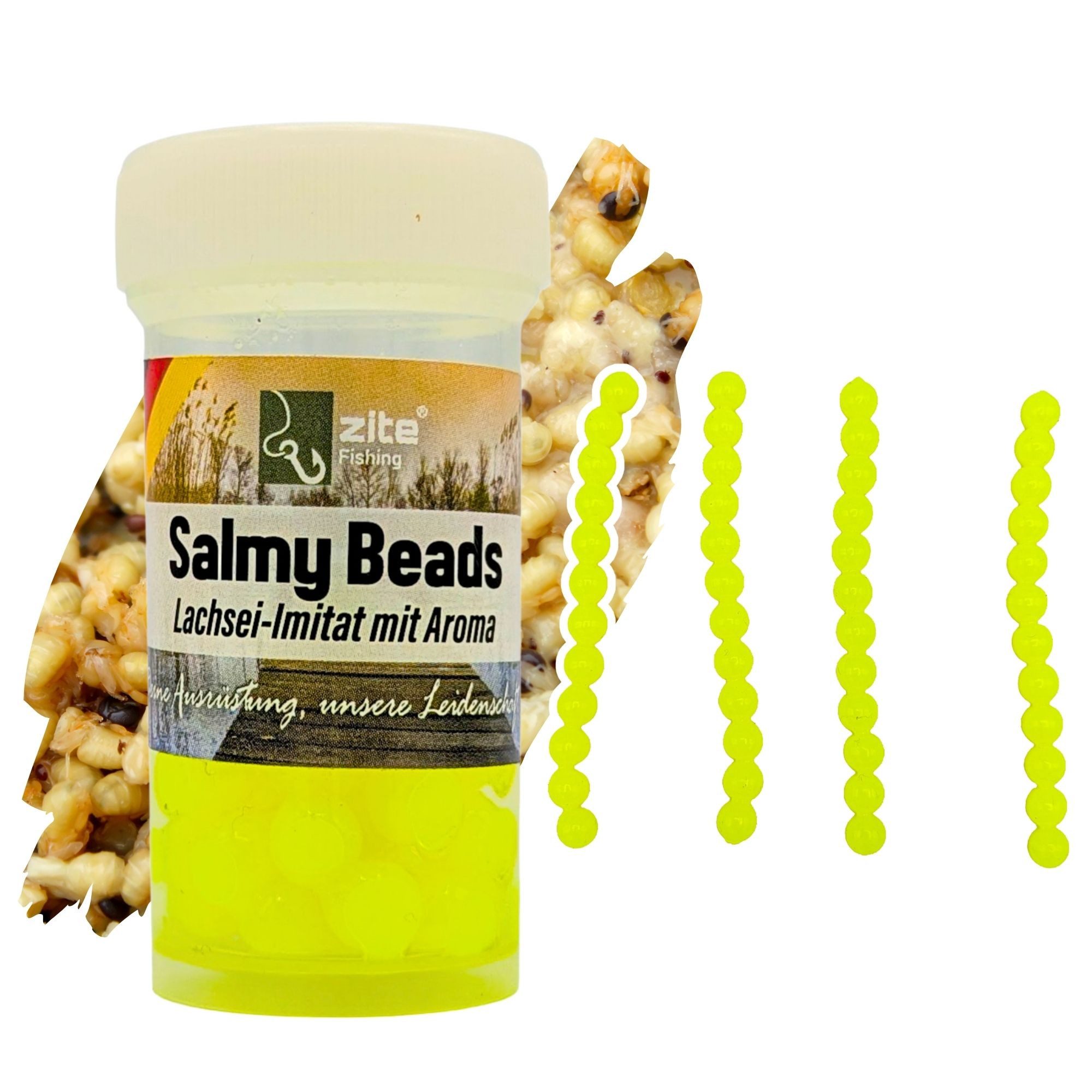 Kunstköder Salmy Beads verschiedene Aromen 8mm 60STK Lachsei Forellenköder