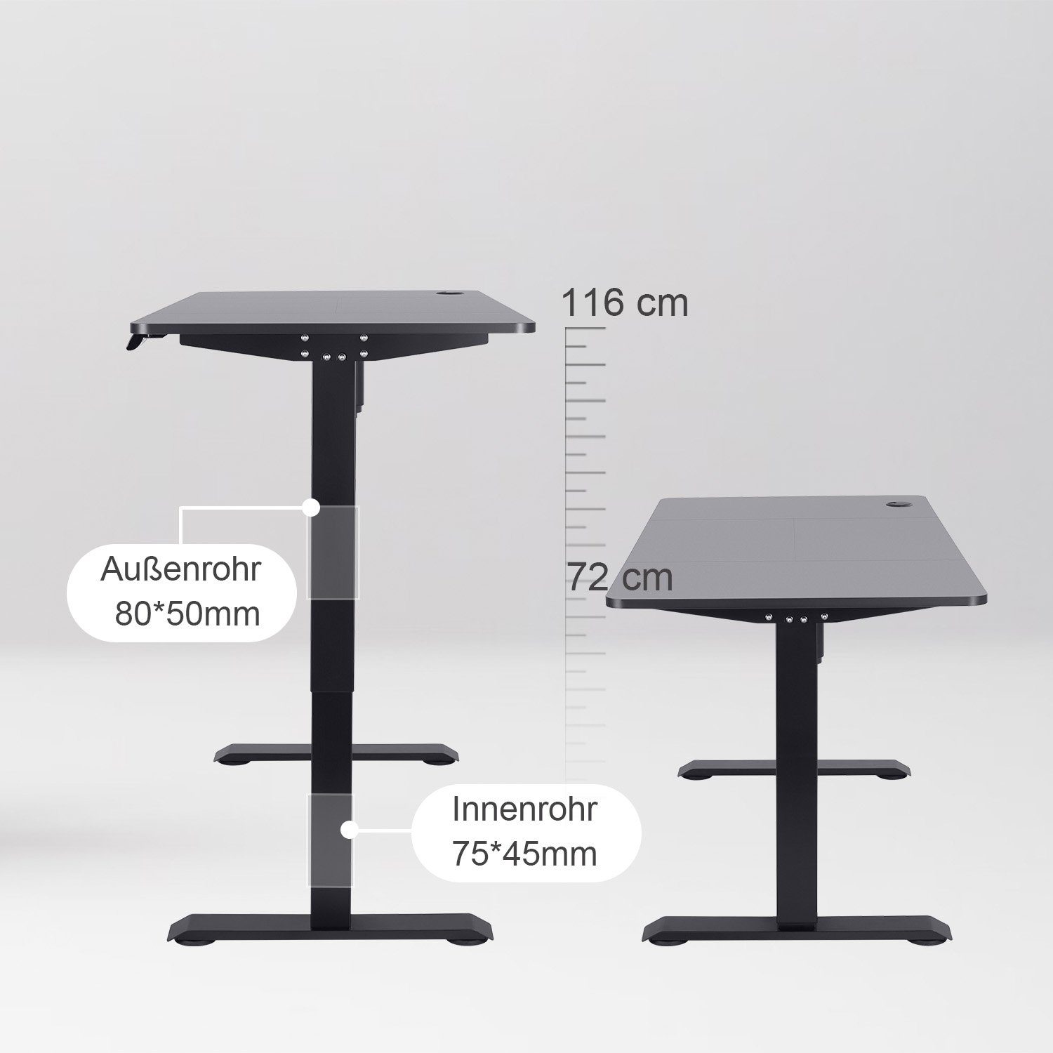 HOMALL 120x60 Höhenverstellbarer Schreibtisch Schreibtisch Schwarz Elektrisch