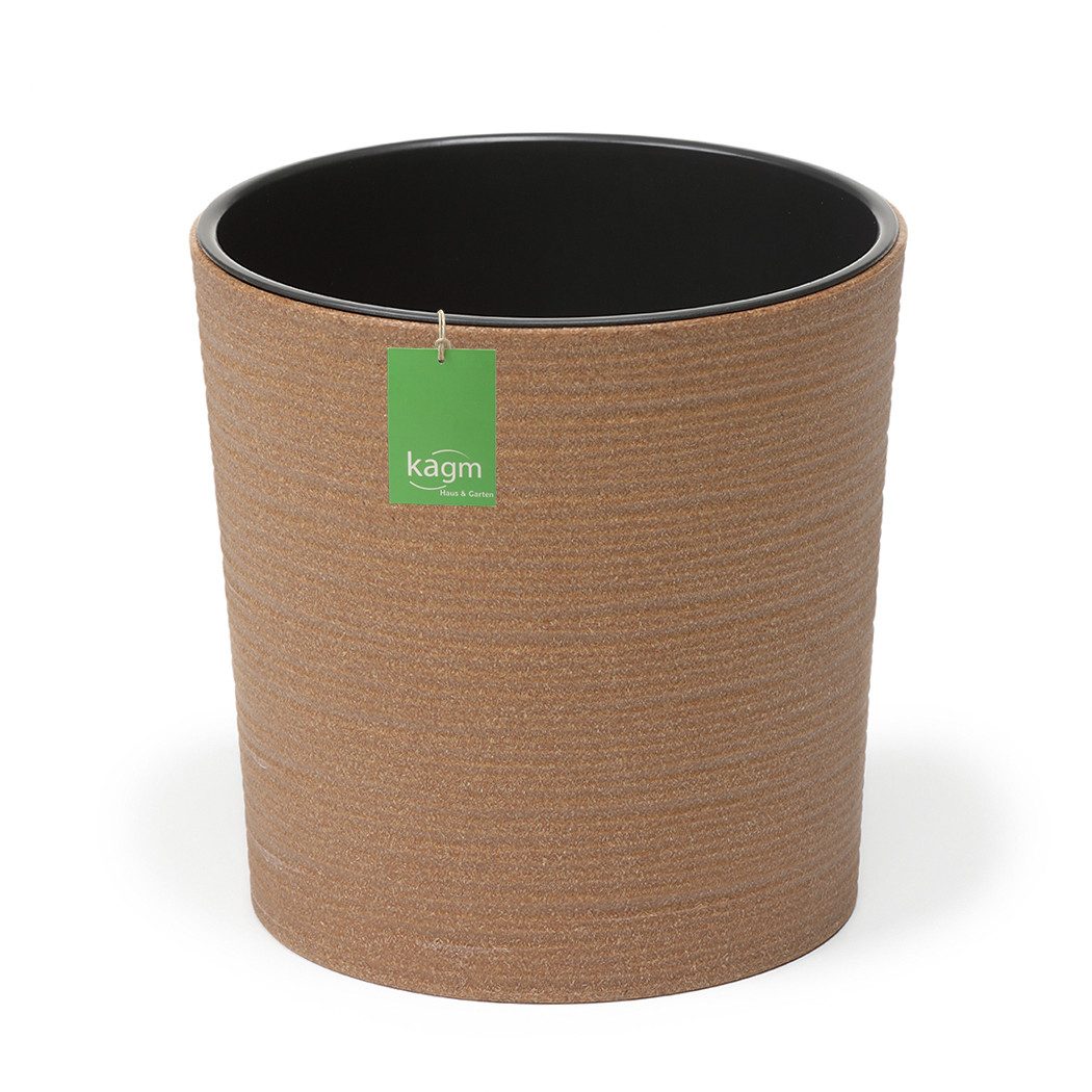 KAGM Pflanzkübel Blumenkübel Blumentopf rund gerillt ECO Holz-Kunststoff-Gemisch TOP (inkl. Pflanzeinsatz)