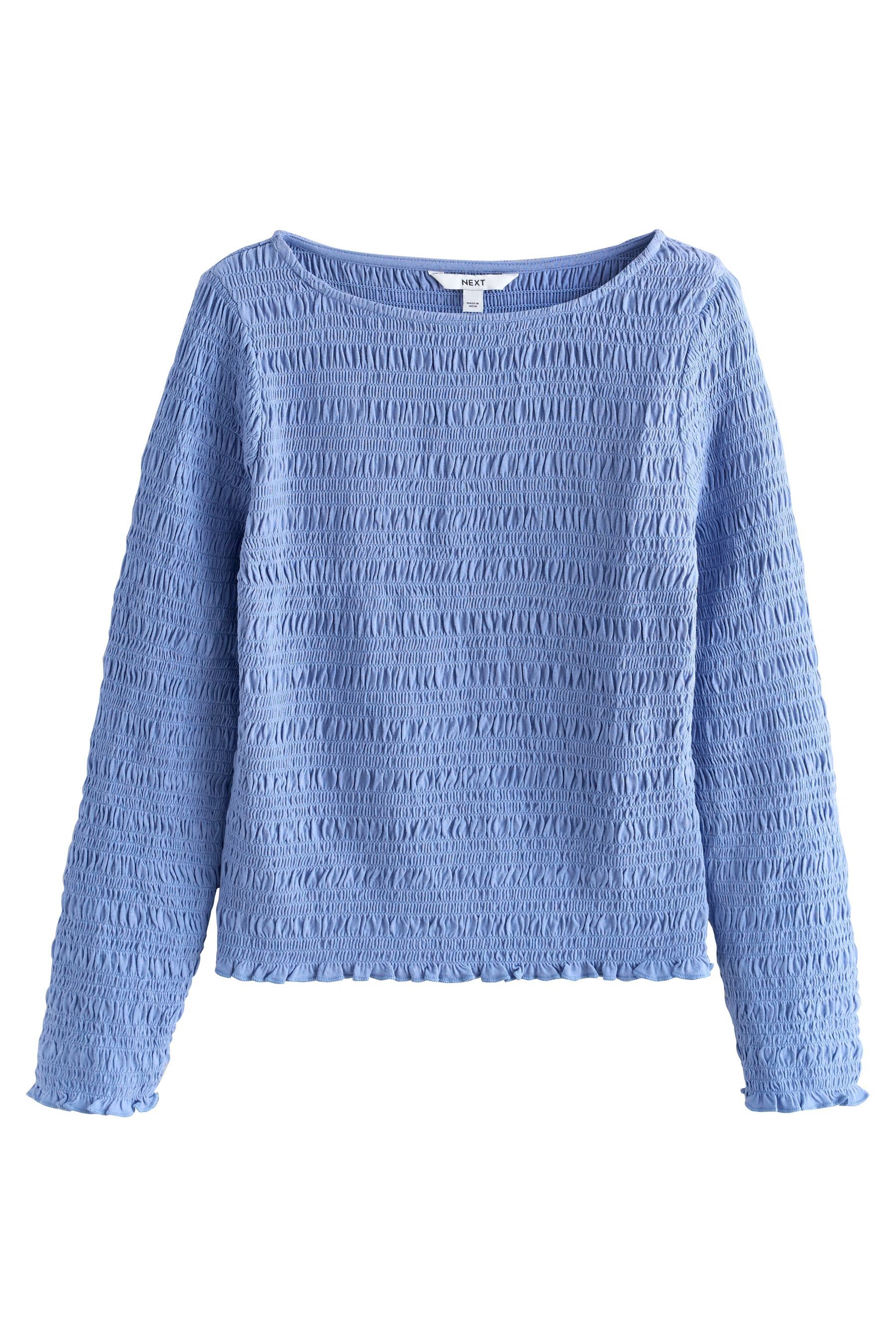 Next Langarmbluse Langärmelige, geraffte Bluse mit Kerbausschnitt (1-tlg) günstig online kaufen