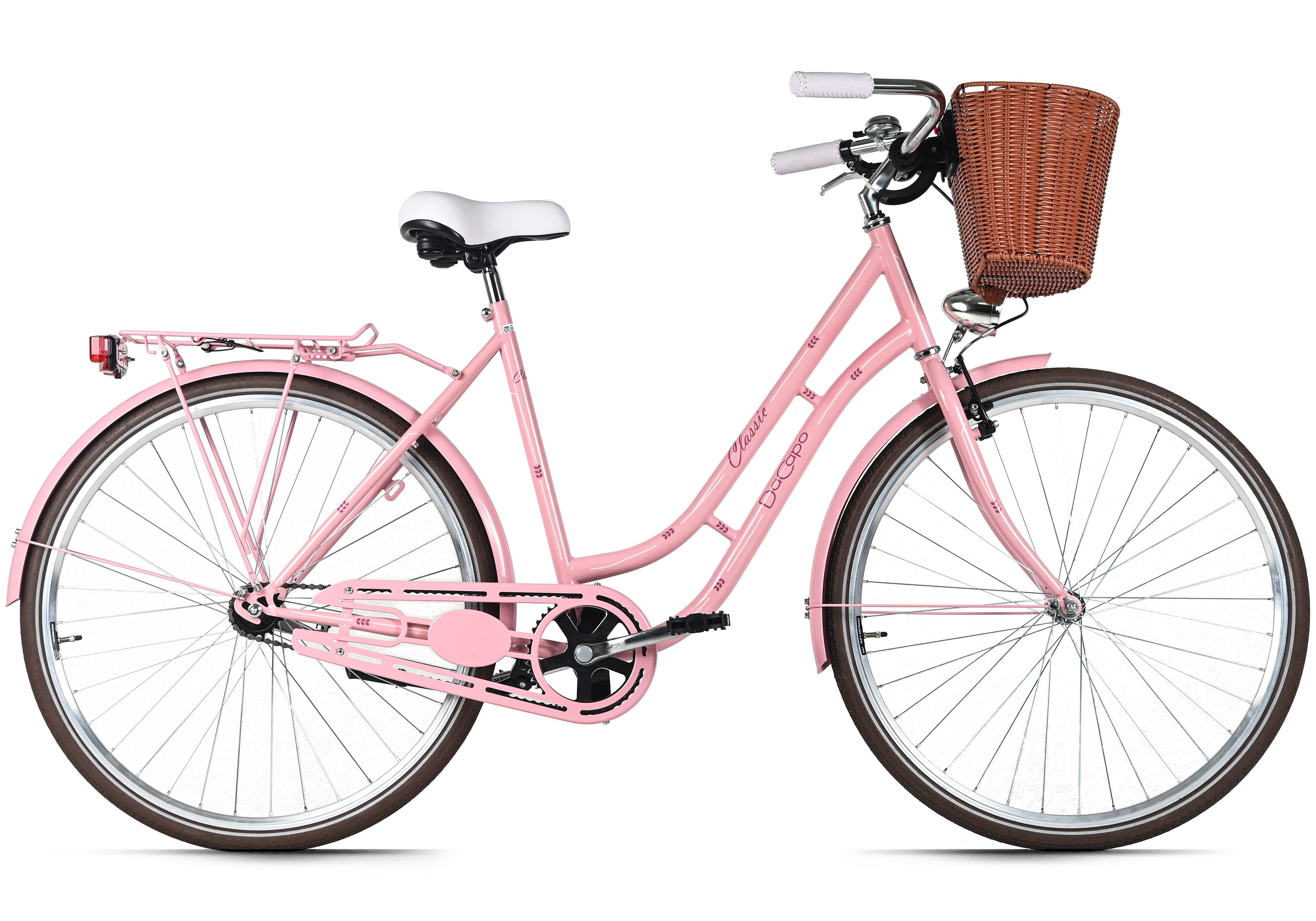Dacapo Cityrad Damenrad 28'' Classic Premium Rosa 1 Gang RH 53 cm mit Korb, 1 Gang, ohne Schaltung