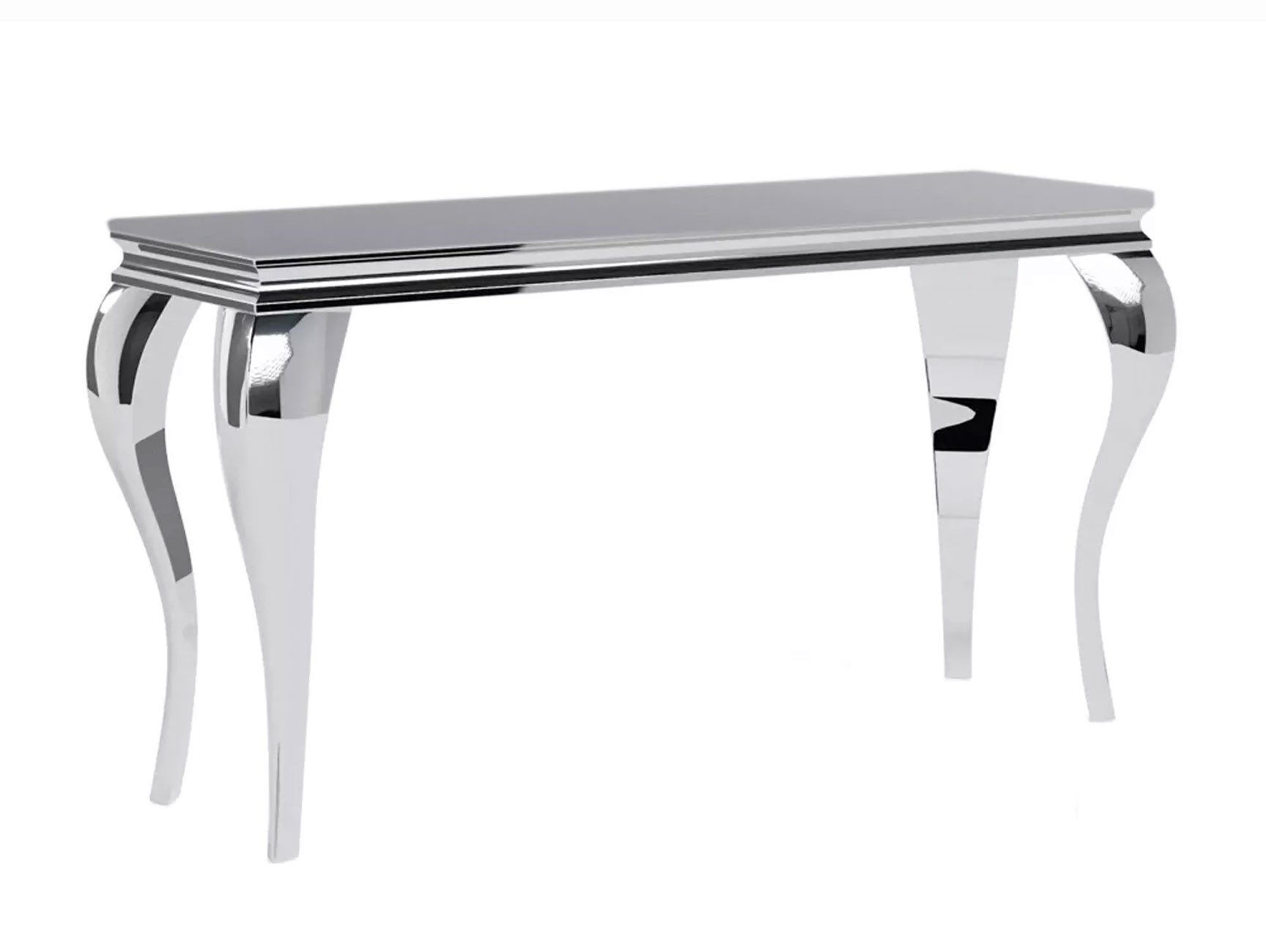 Feldmann-Wohnen Konsolentisch Prince (rechteckige Tischplatte 120x40cm, 1-St., Marmor Optik, stilvolles Gestell in Chrom), 120x40x78cm Schwarzglas / Chrom