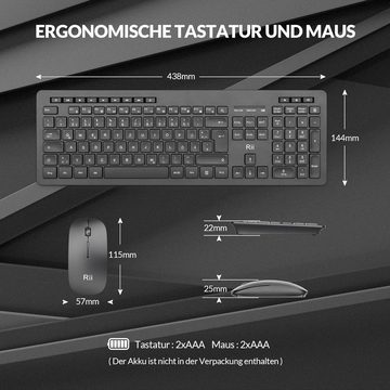 Rii kabellos Tastatur- und Maus-Set, Für PC/Laptop/Windows/Smart TV, Deutsches Layout