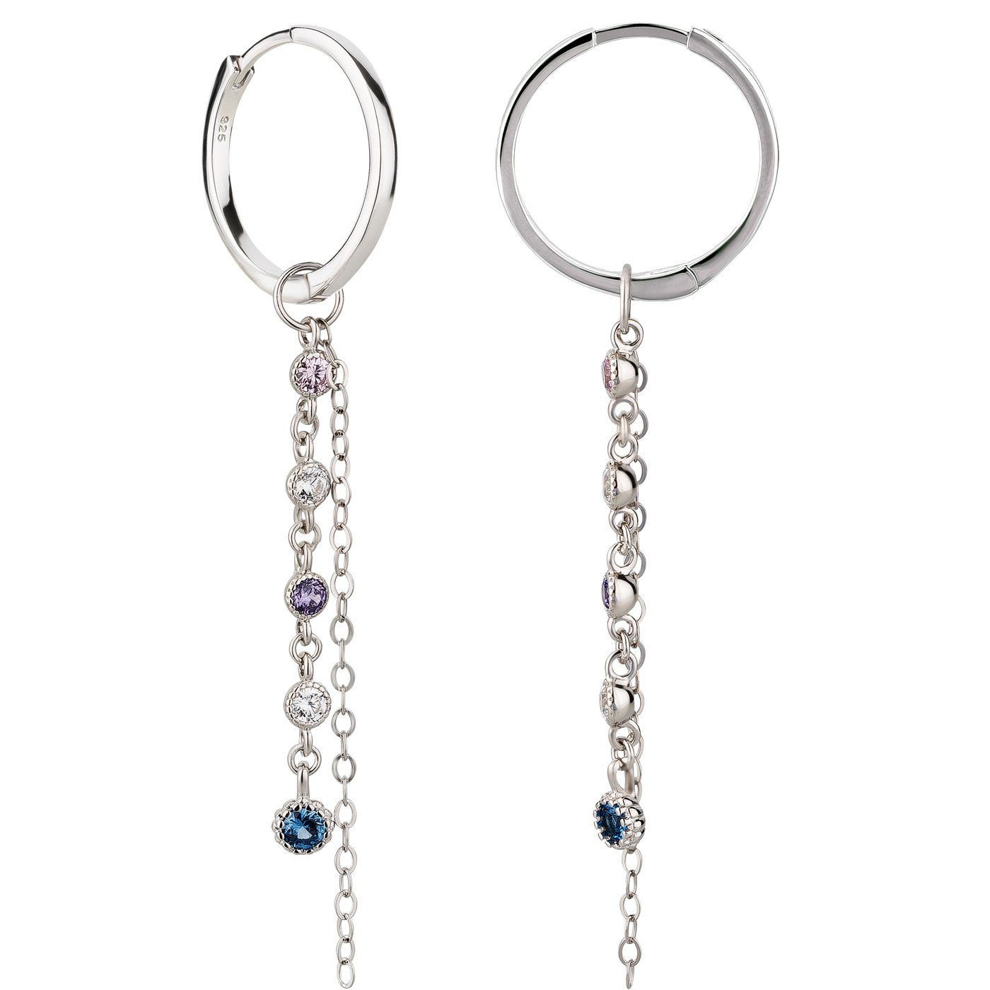 Schöner-SD Paar Creolen mit langen Einhänger "Kette" (inkl. Etui), 925/- Si günstig online kaufen