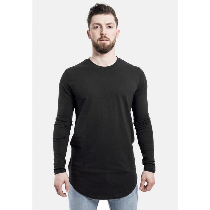 Blackskies T-Shirt Side Zip Langarm Longshirt T-Shirt Schwarz Medium
