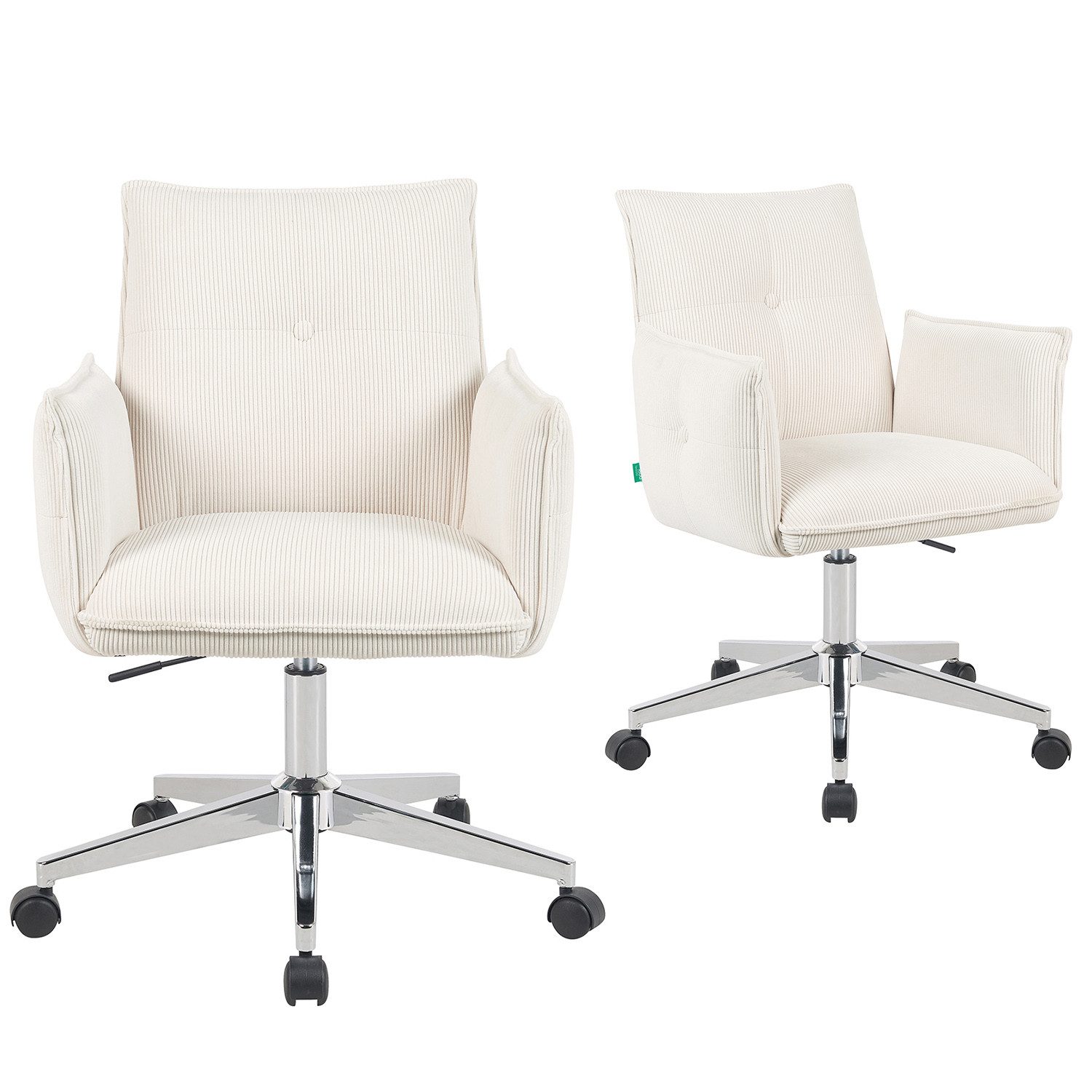 DUBI Möbel Bürostuhl Mika-Malu, Federkern, 360° drehbar, höhenverstellbar mit 5 Rollen im 2er-Set