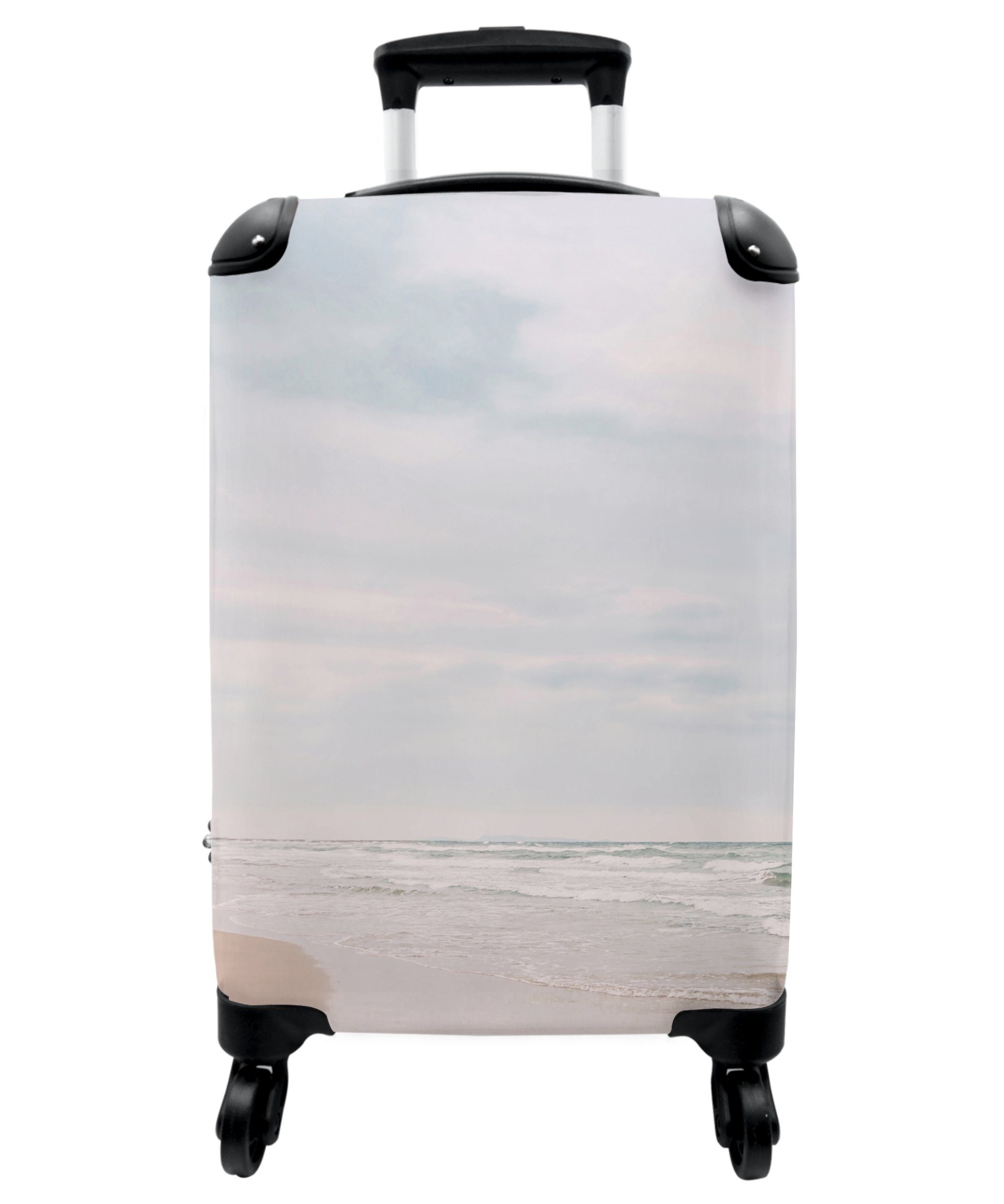 NoBoringSuitcases.com© Handgepäckkoffer 55x35x20cm Meer - Strand - Wellen - Natur - Sommer, 4 Rollen, Handgepäck Trolley Rollkoffer Kleine Reisekoffer mit 4 Rollen - Cabin