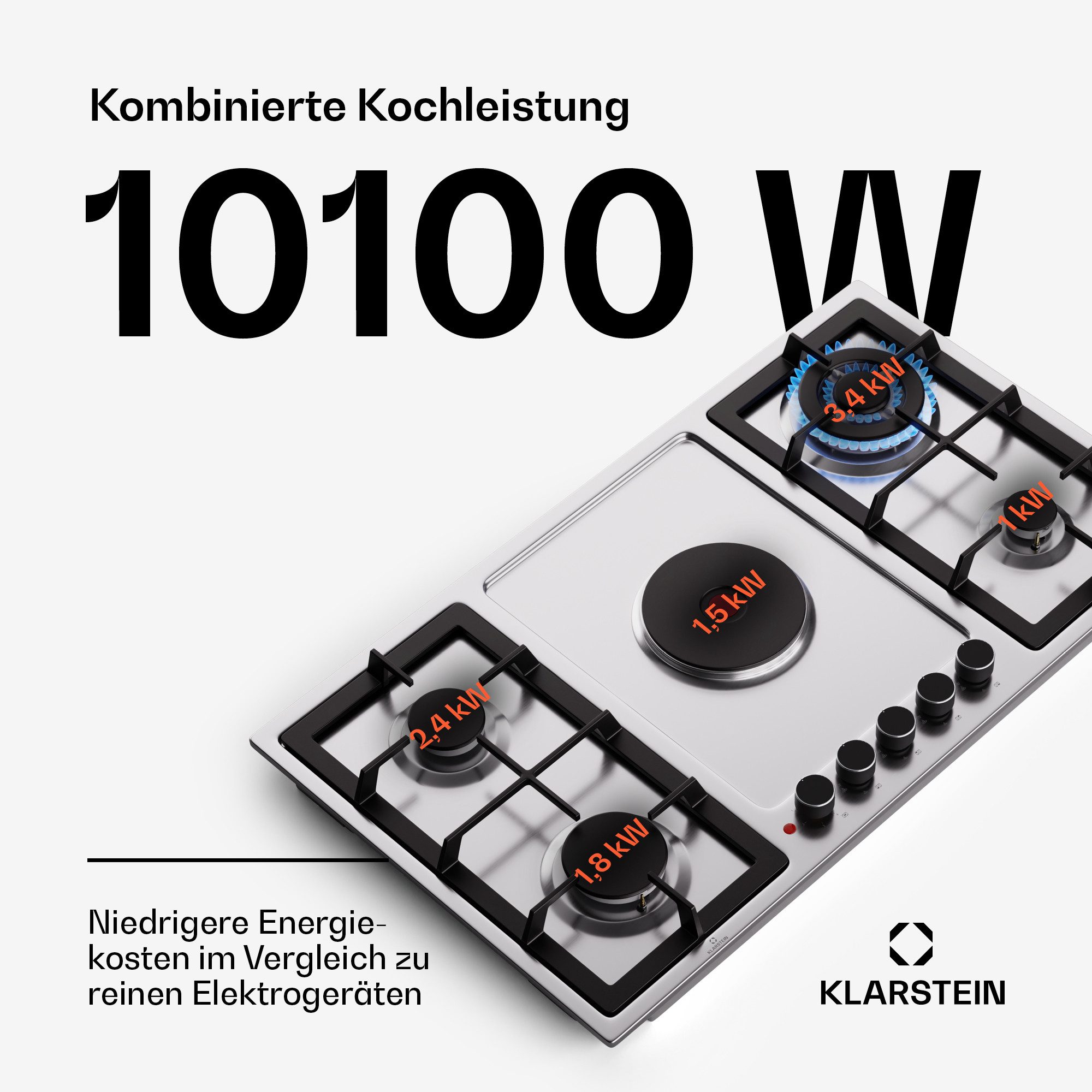 Klarstein Gas-Kochfeld MultiChef, Kochfelder Elektro Kochfeld Gas Hob 5 Zone