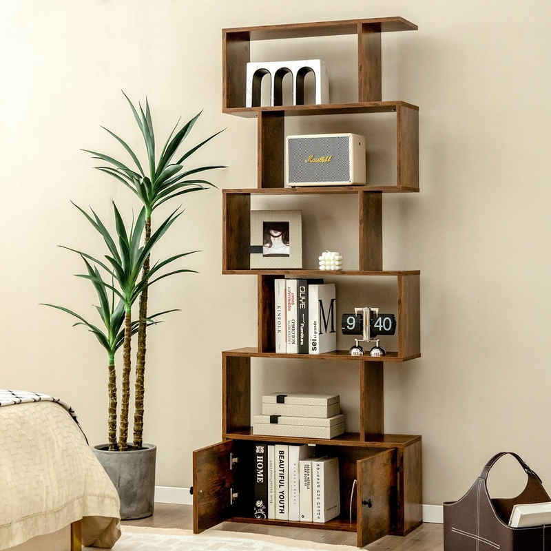 COSTWAY Bücherregal »6 Ebenen Standregal«, 183x70x23cm, aus Holz, für Wohnzimmer, Schlafzimmer, Büro