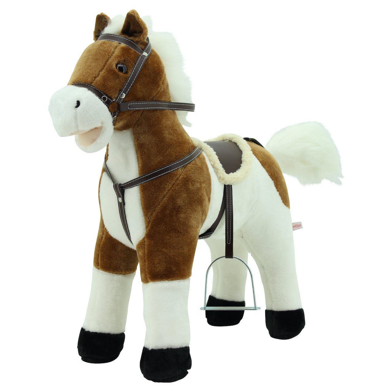 Sweety-Toys Stehpferd Sweety Toys 12657 Stehpferd Plüsch Pferd beige Weiss ” My Little Pony” mit Funktion Sound Pferde Galopp und Gewieher, Sattel und Steigbügel