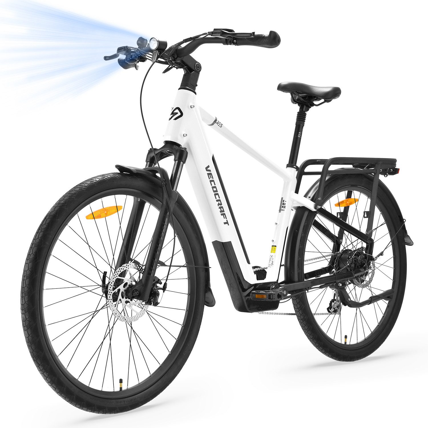 VECOCRAFT E-Bike Trekkingrad Cityrad, 28'' Elektrofahrrad Pedelec mit 36V 13Ah Akku bis 100km ARES, 8 Gang shimano, Kettenschaltung, Heckmotor, 468 Wh, (E-fahrräde), E-Cityrad,Mountainbike, Doppelscheibenbremse, Pedelec für Damen/Herren