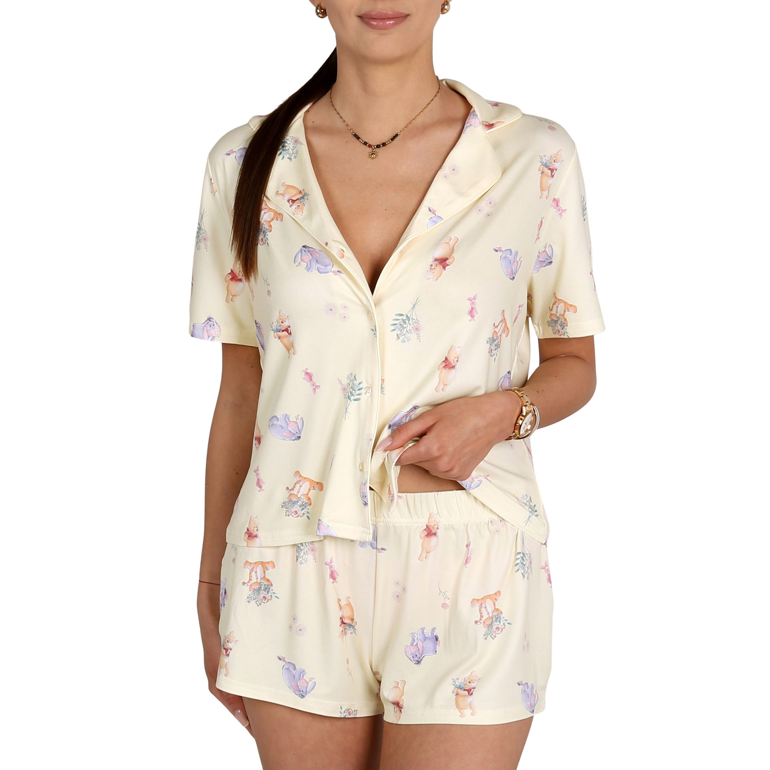 Disney Pyjama DISNEY Winnie Puuh Damen-Sommerpyjama mit Knöpfen