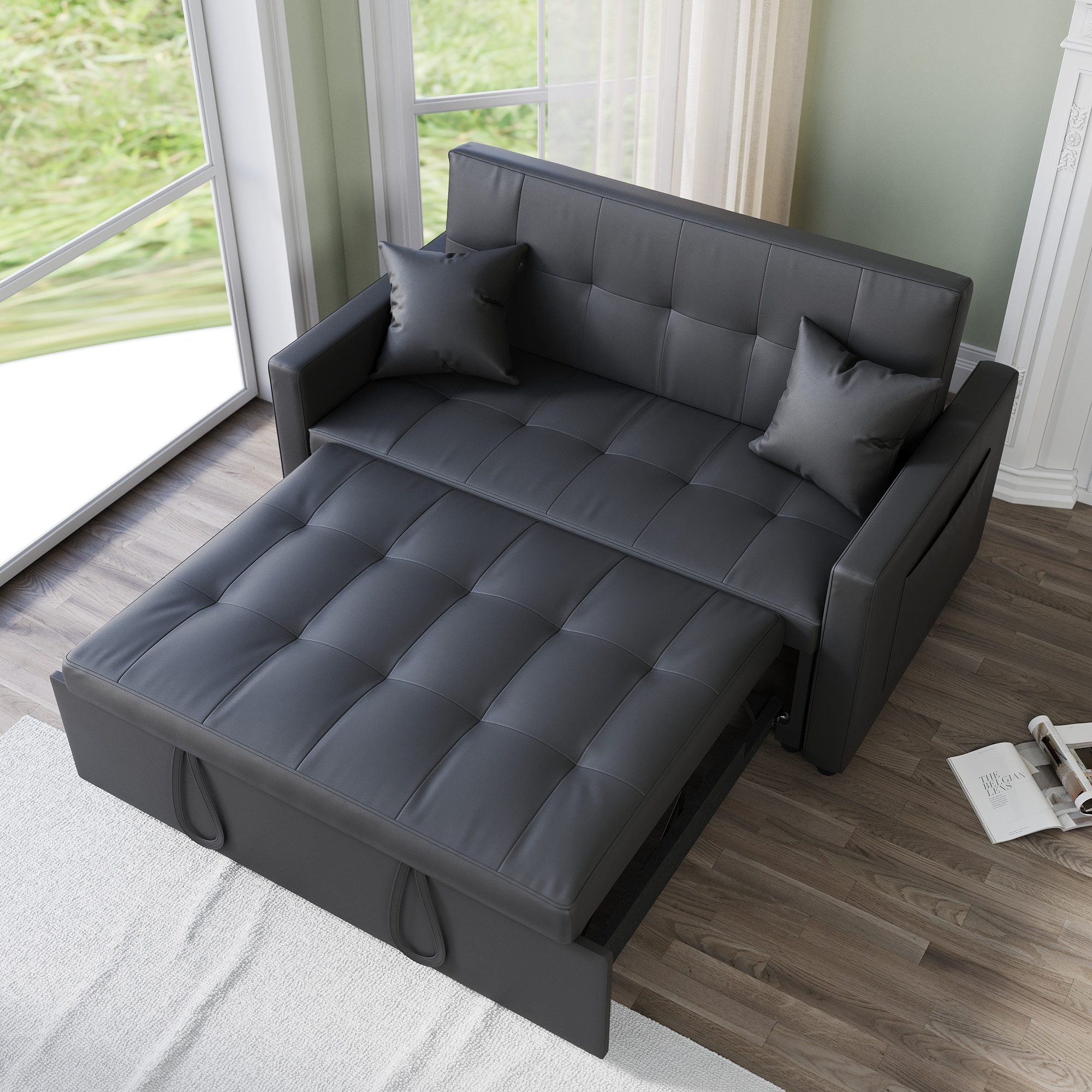 SONNI Schlafsofa Sofabett 2-in-1 mit Katzenleder, 140 cm Breite, 3-stufige Verstellung, mit Bettfunktion, Schlaf Couch