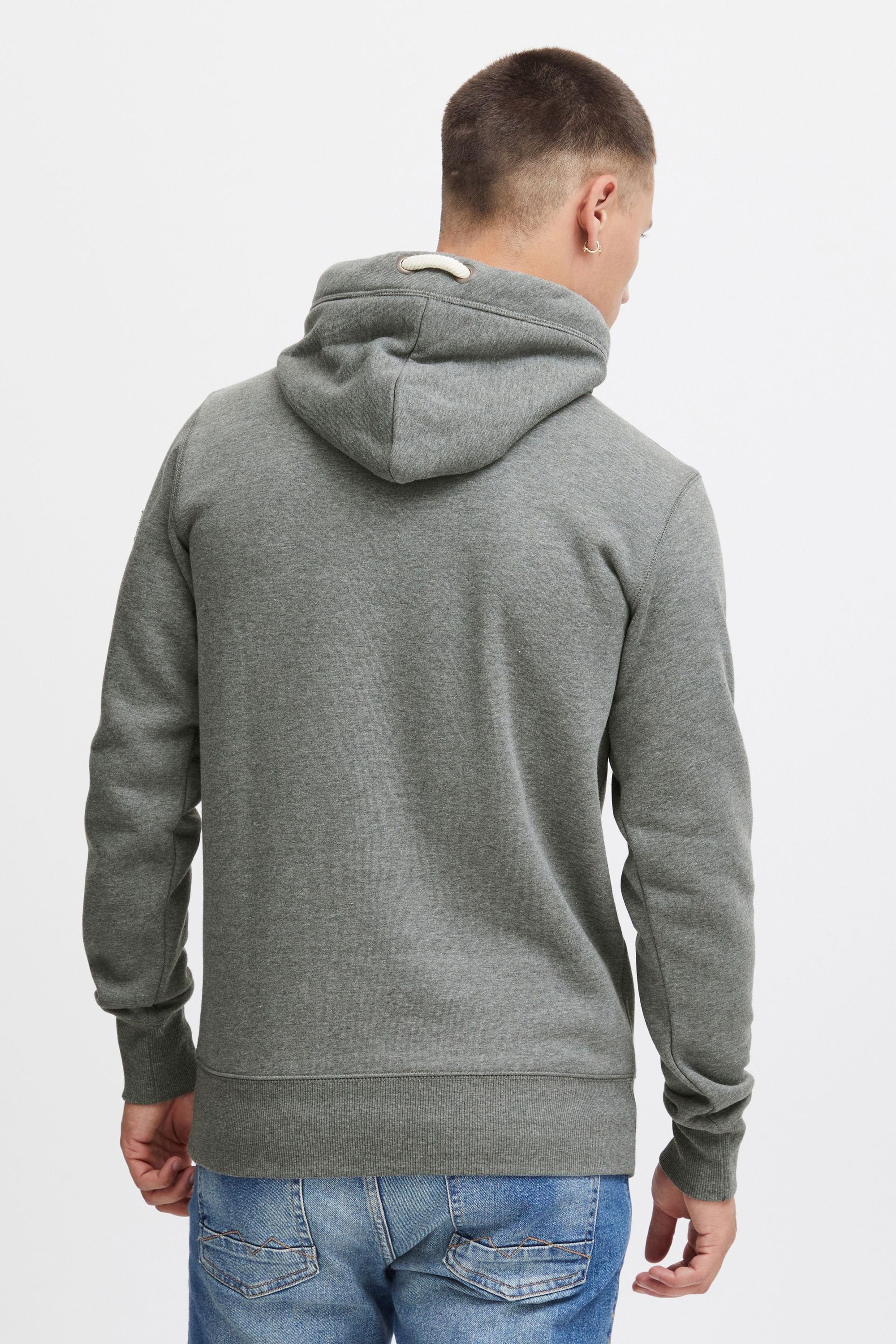 Solid Hoodie SDTripStrip Kapuzensweatshirt mit (8236) Melange Knopfleiste Grey