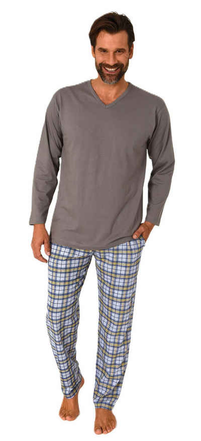 Normann Pyjama Normann Herren Schlafanzug lang mit Karo Hose - auch in Übergröße